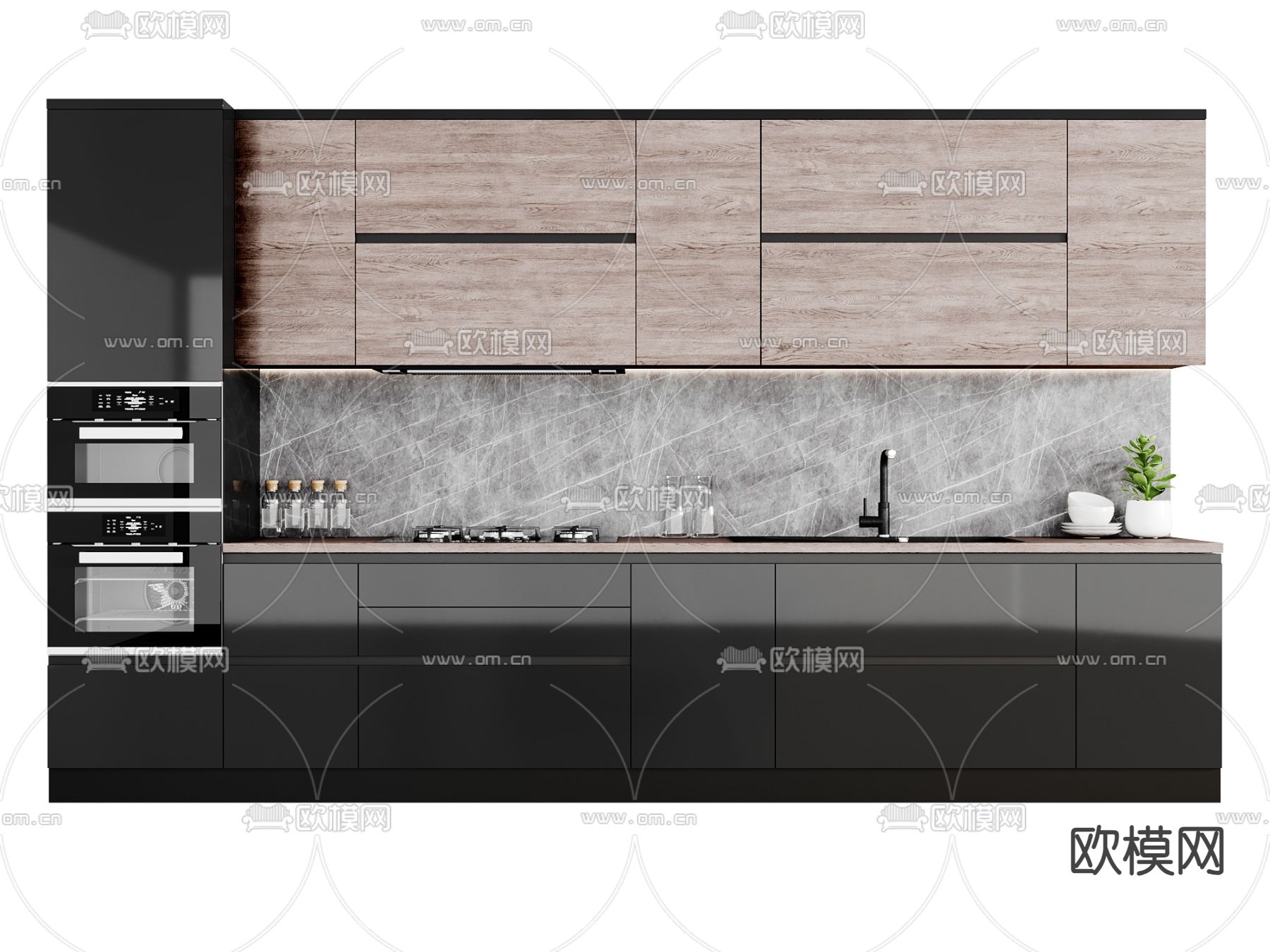 暗黑风橱柜 西厨柜3d模型下载