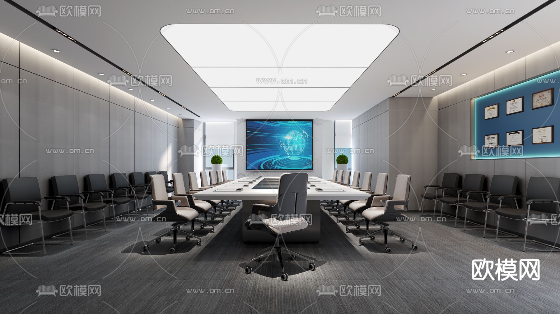 现代会议室3d模型下载