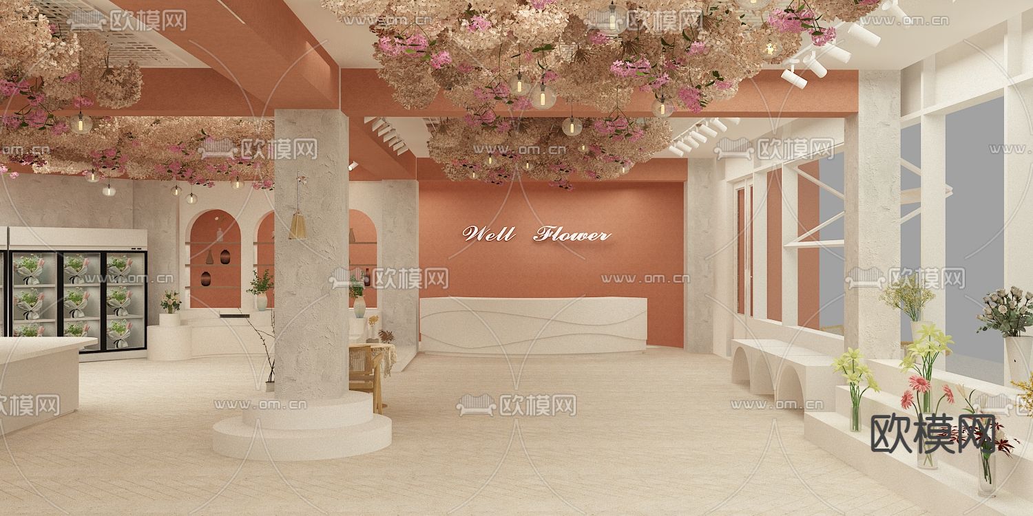 现代花店 花艺店3d模型下载（渲染图1）