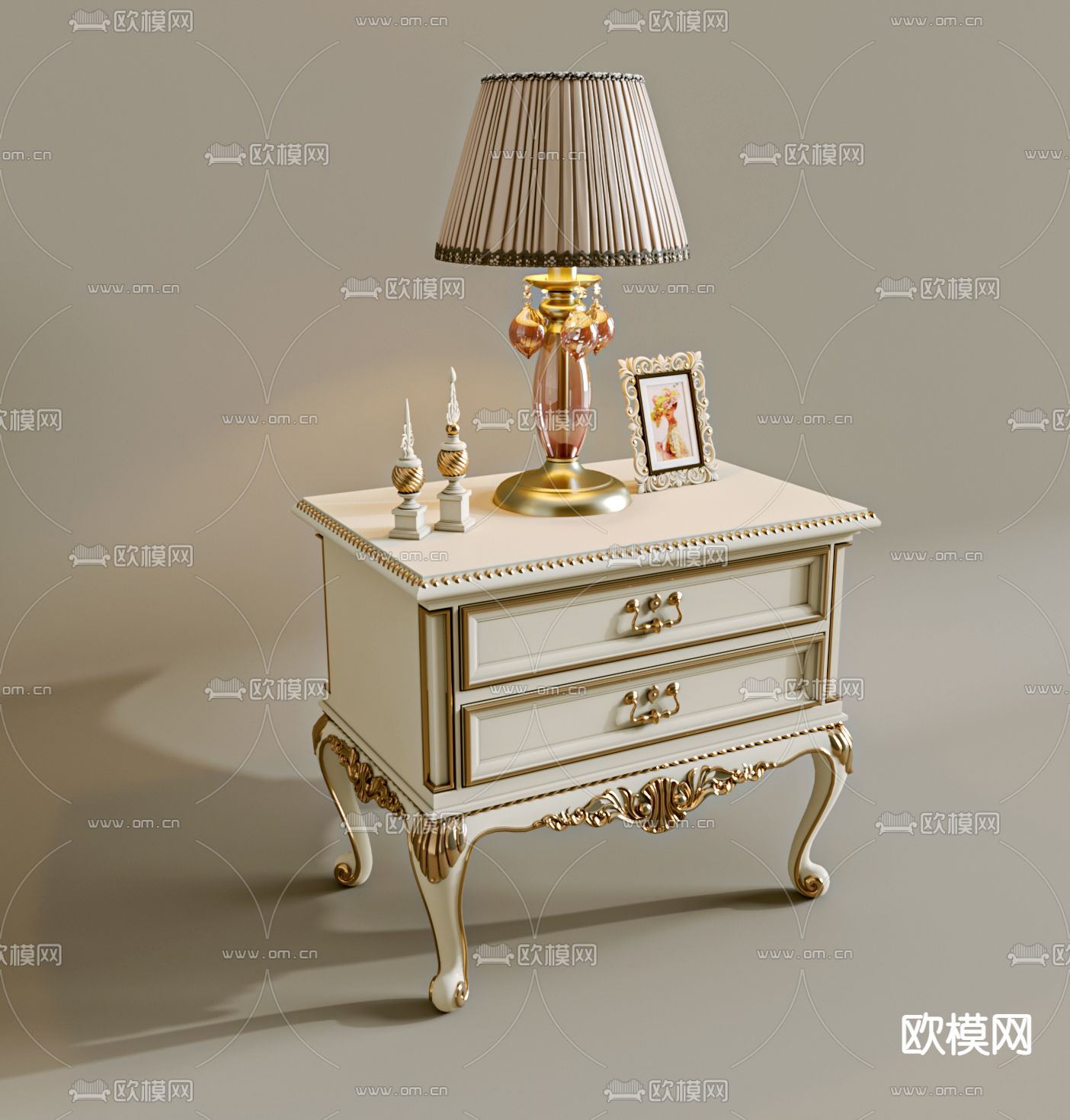 简欧床头柜3d模型下载