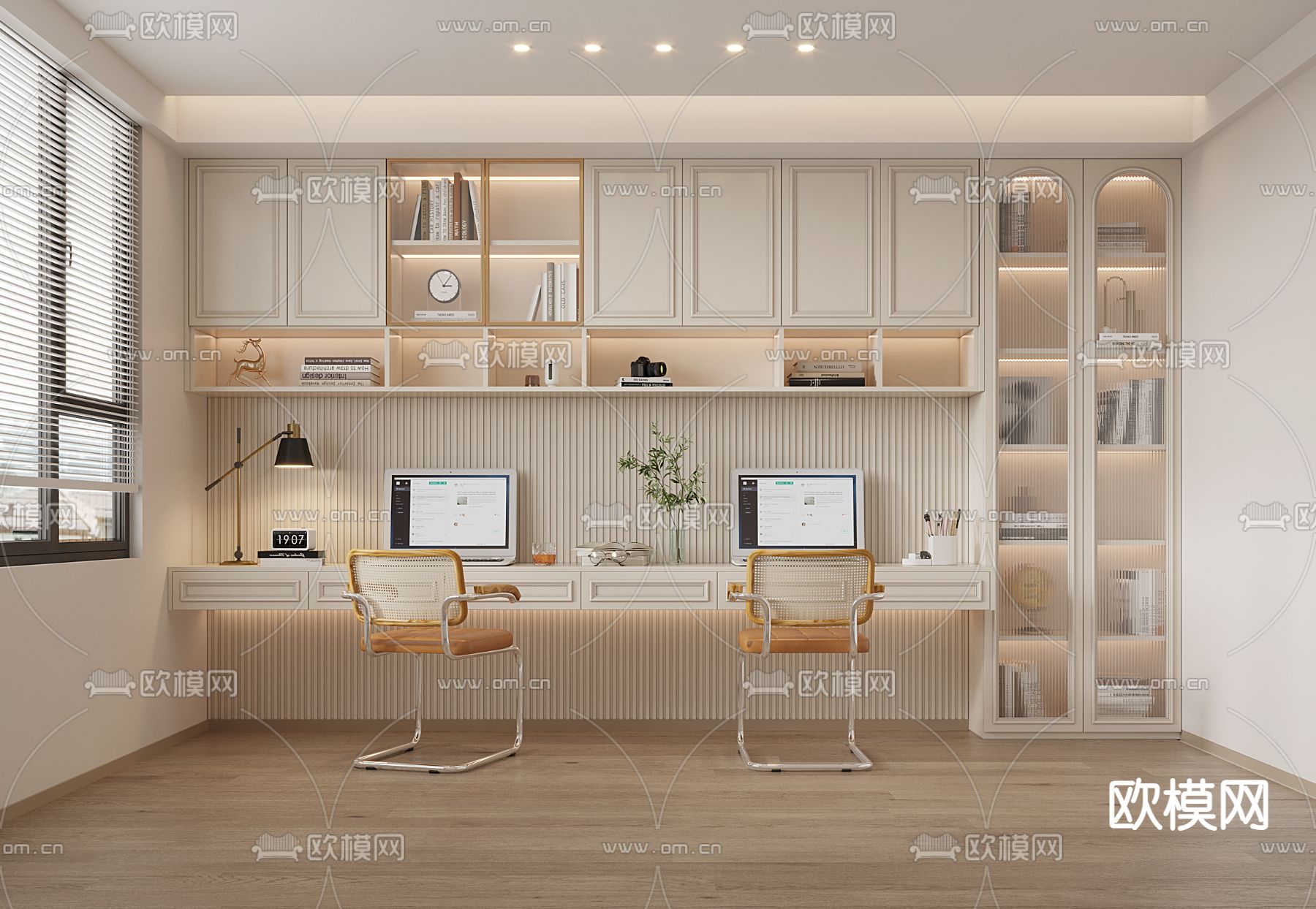 法式书房 电脑房 工作房3d模型下载