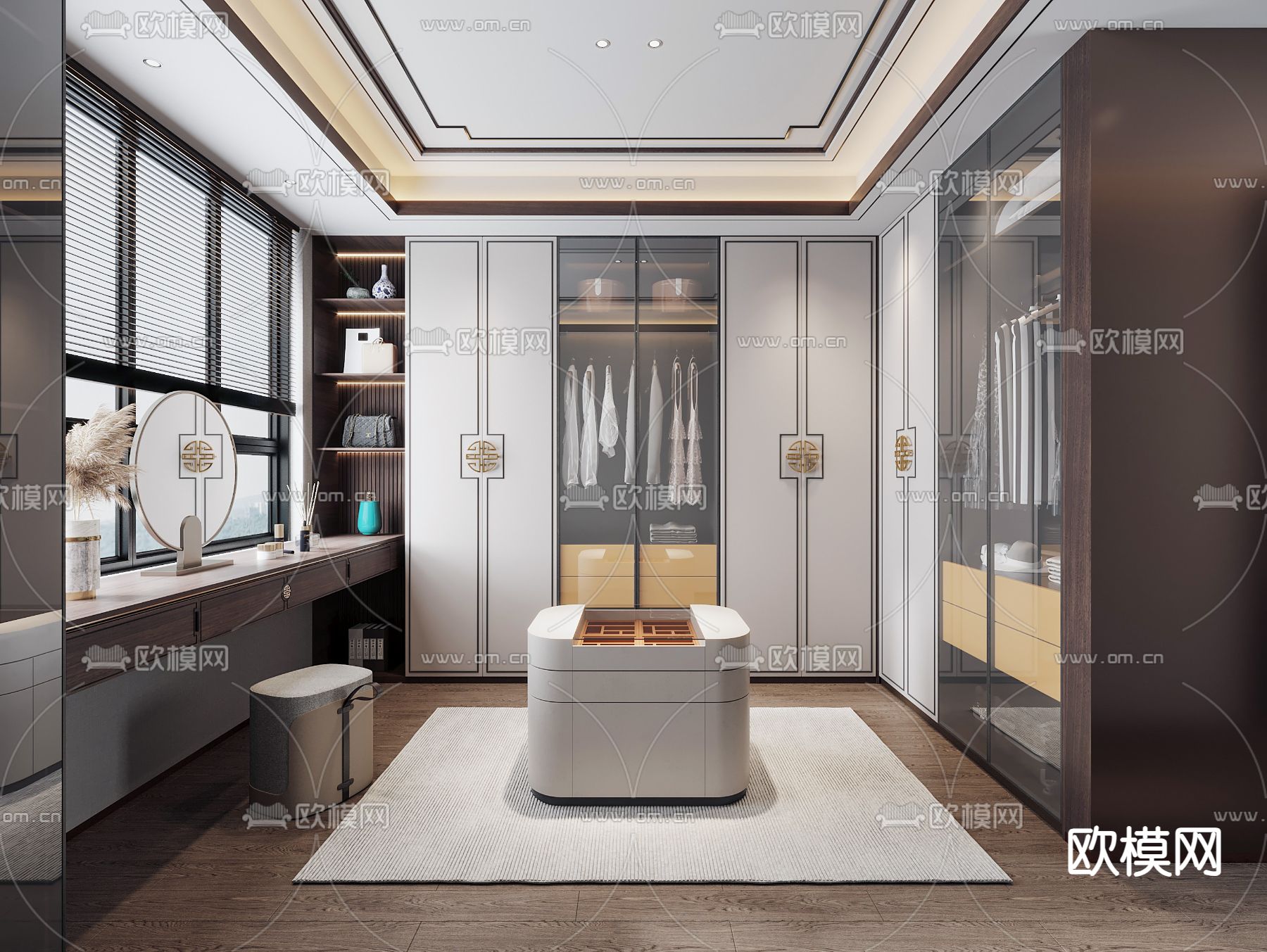 新中式衣帽间3d模型下载