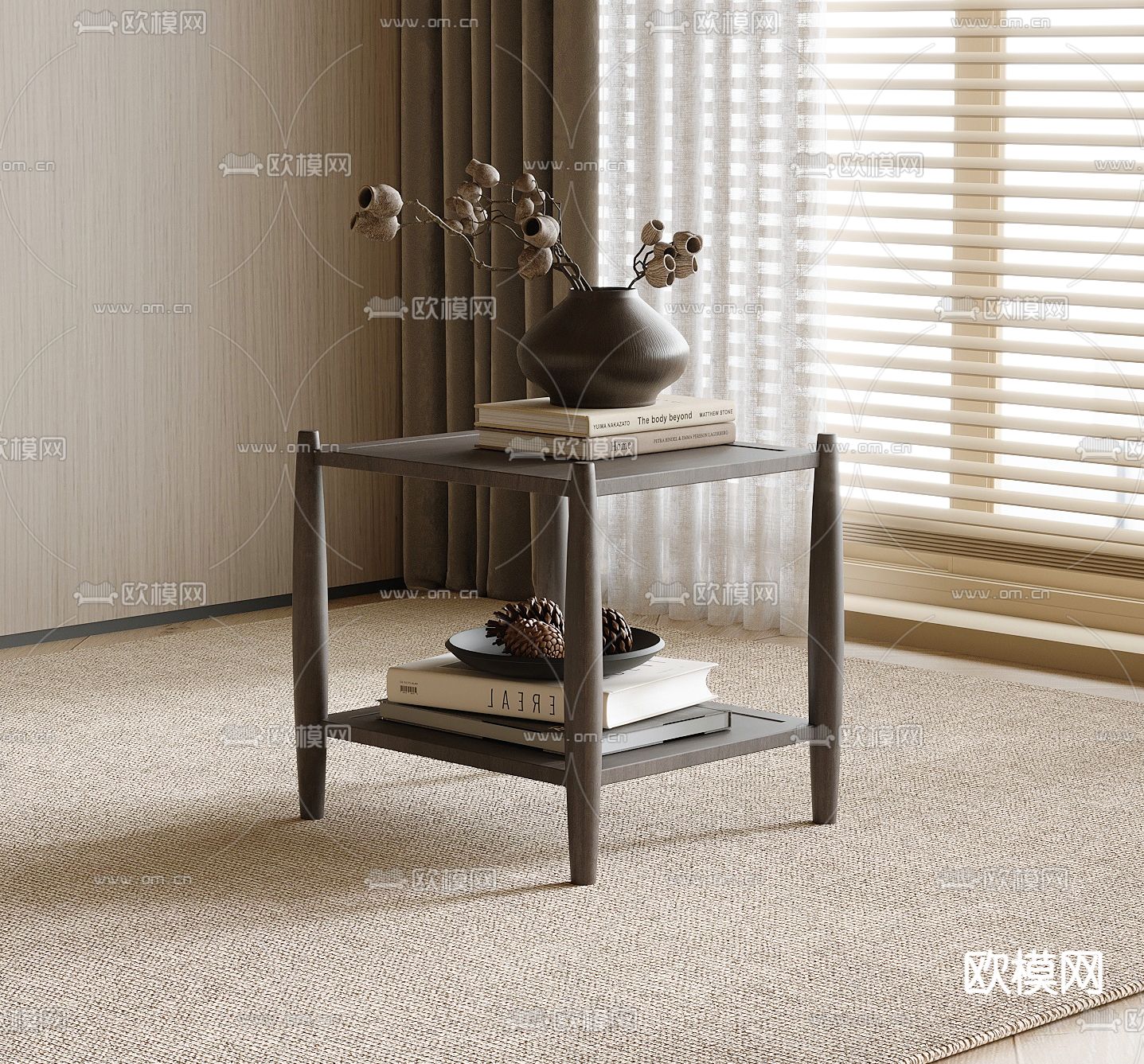 中古风边几 角几 桌几3d模型下载