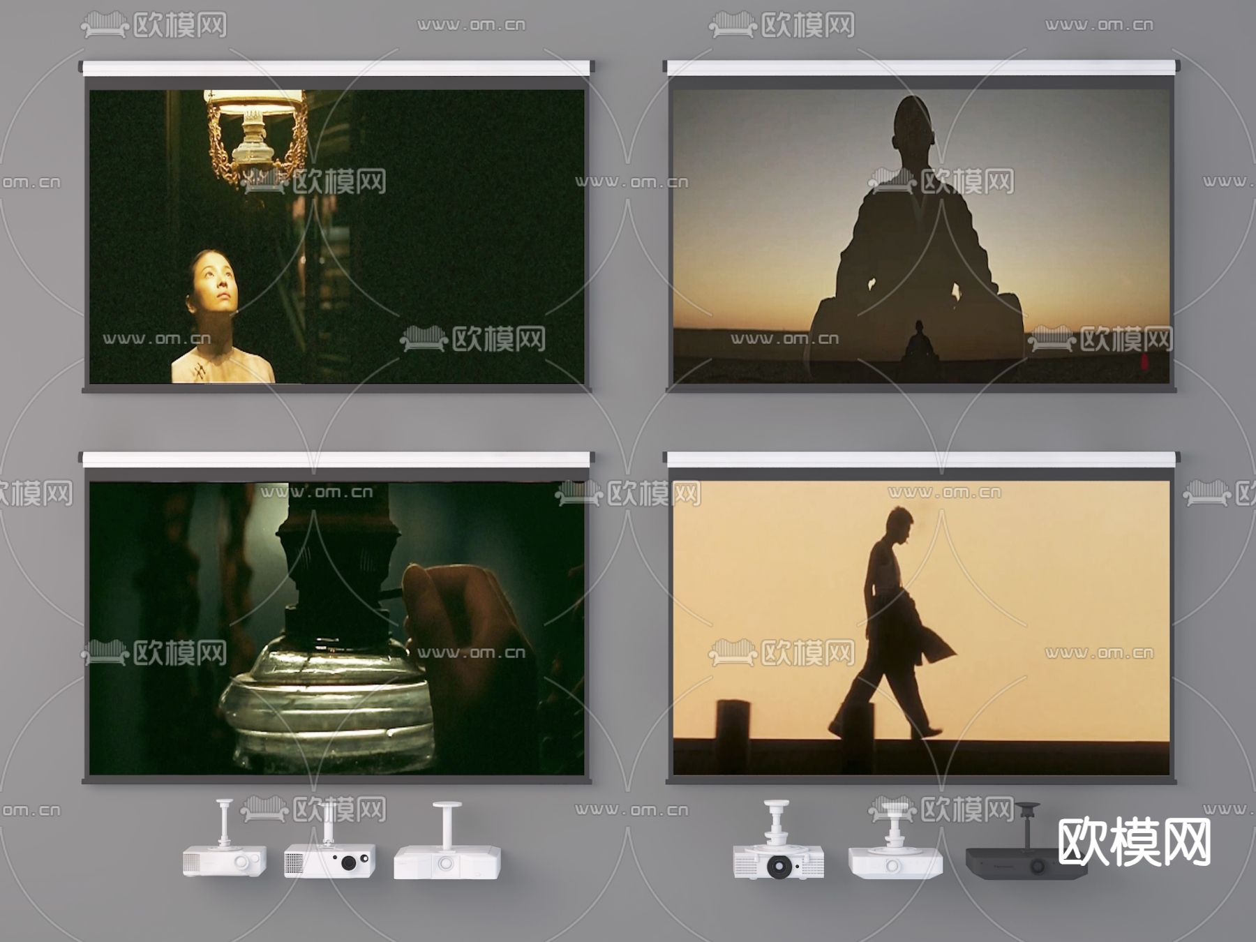 投影仪 投影幕布 屏幕3d模型下载