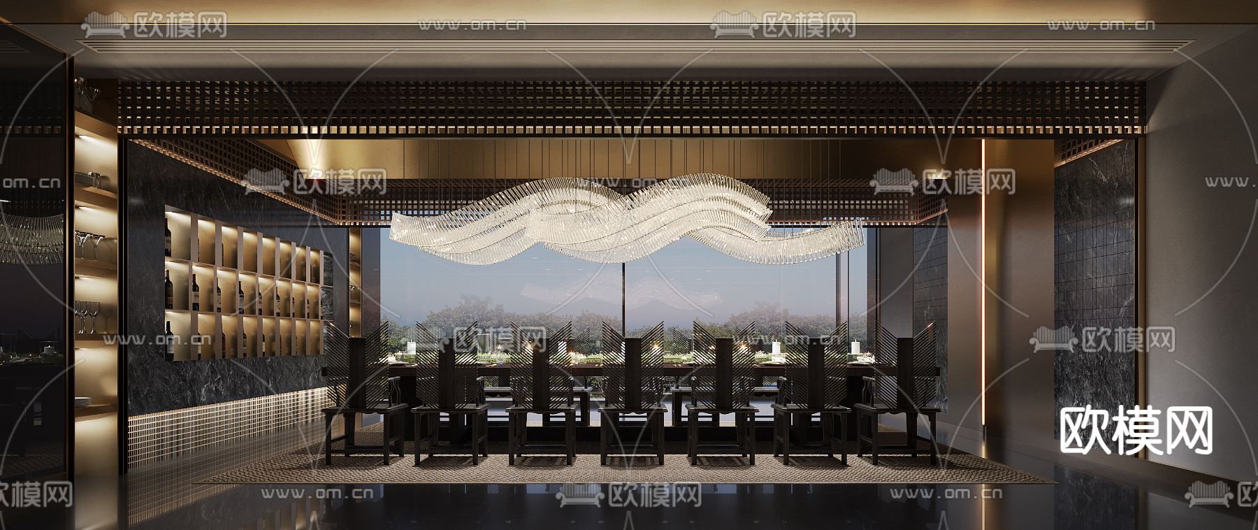 轻奢餐厅包厢 包房3d模型下载