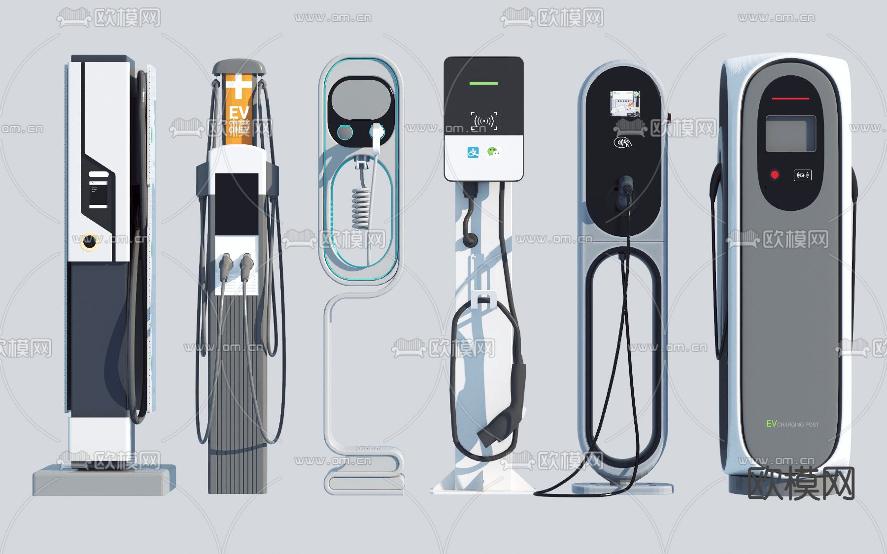 充电桩 充电站3d模型下载