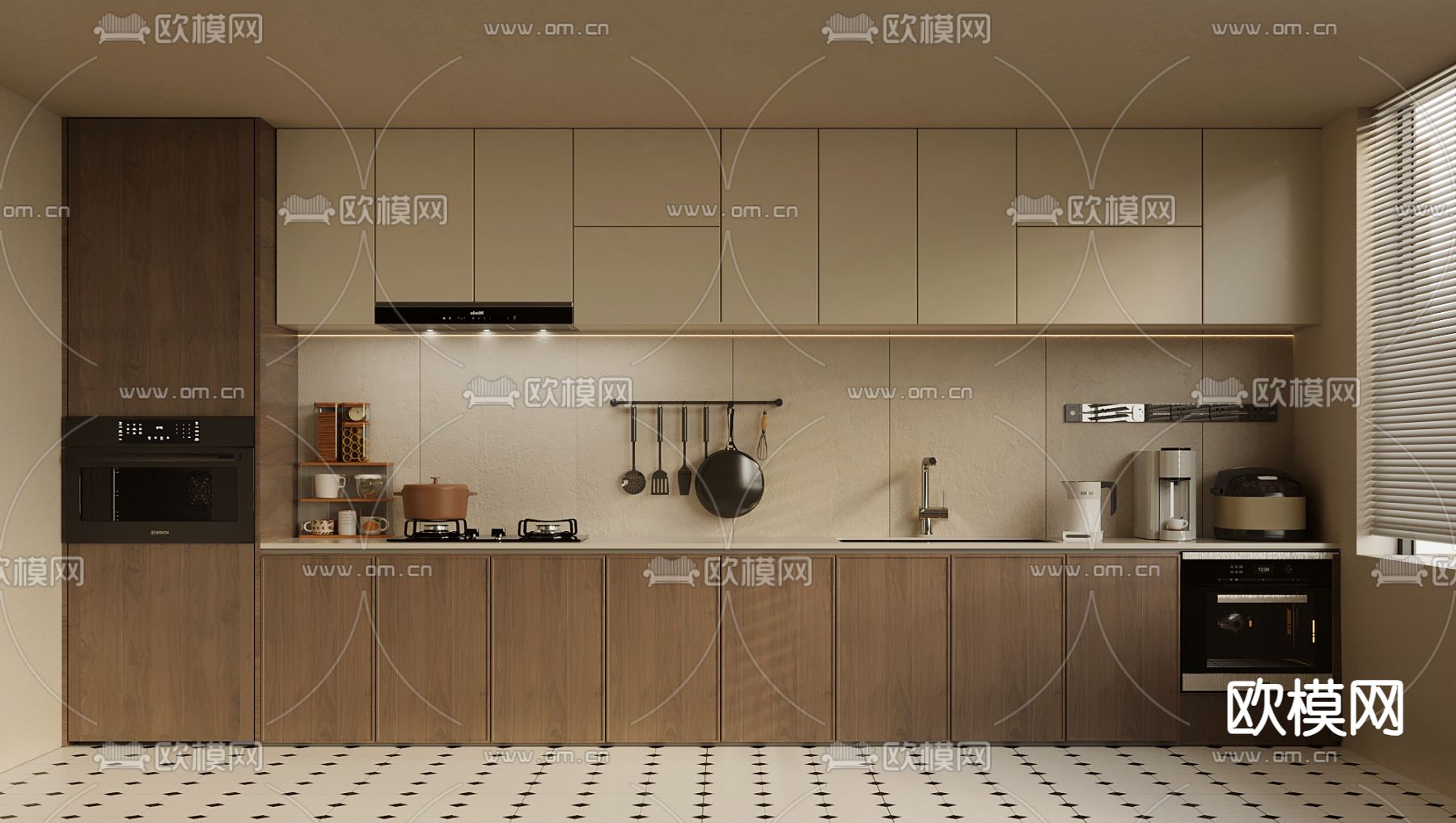 中古风橱柜3d模型下载