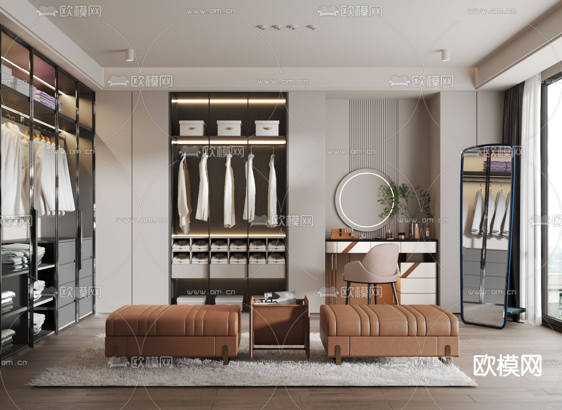 轻奢衣帽间3d模型下载