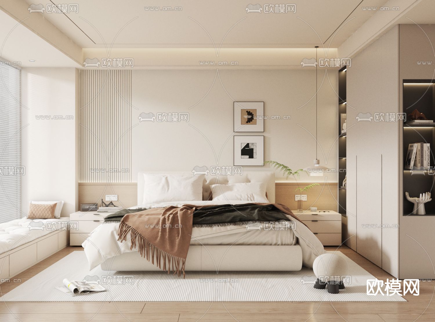 奶油风卧室 主卧 主人房3d模型下载