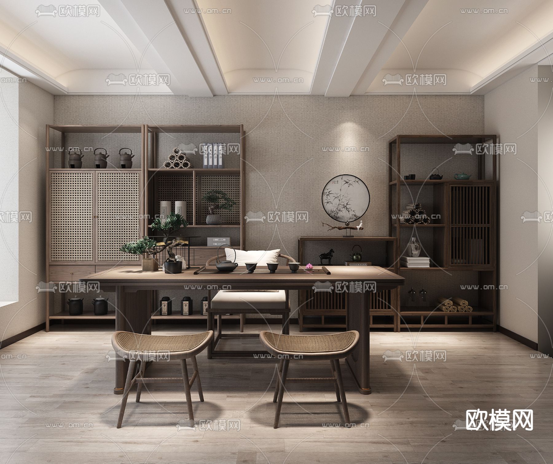 新中式茶室3d模型下载