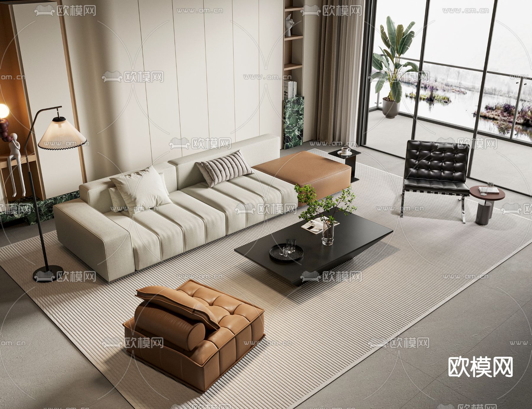 现代组合沙发3d模型下载