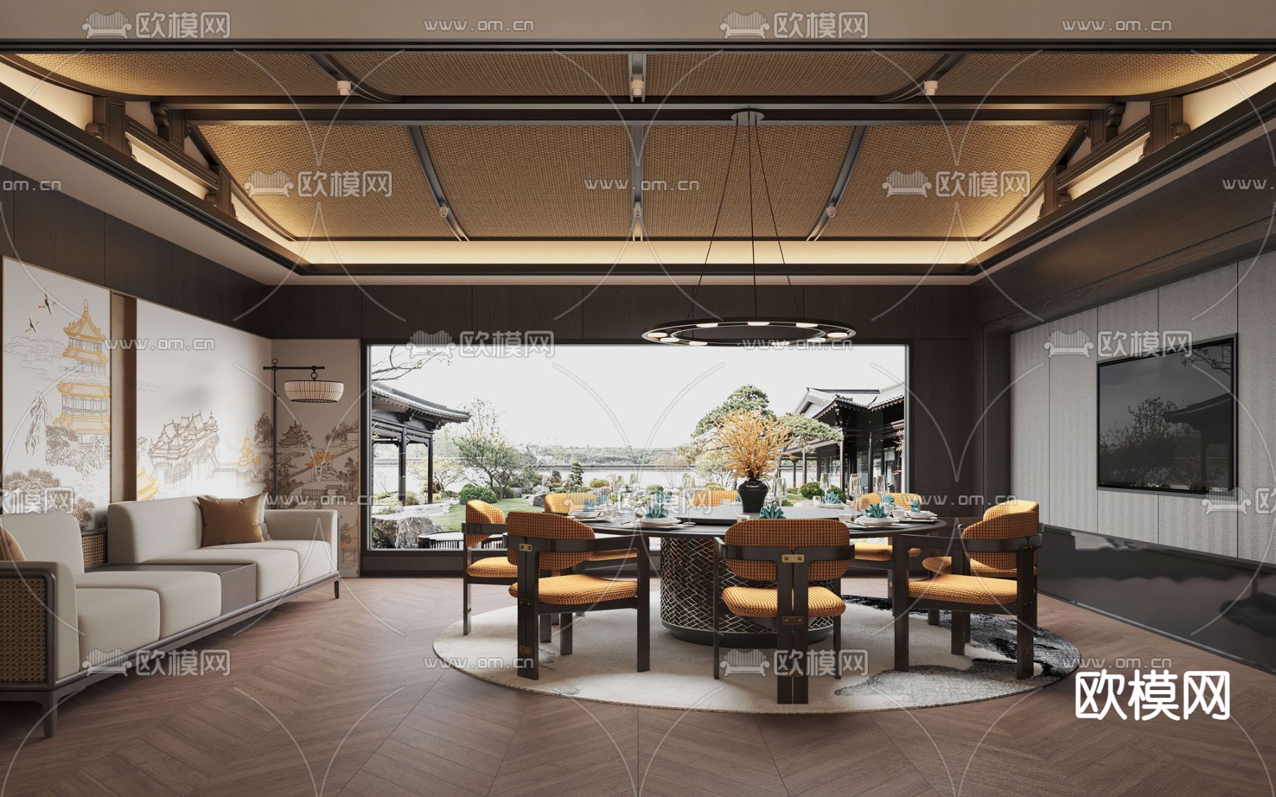 中餐厅包房 酒楼包厢3d模型下载