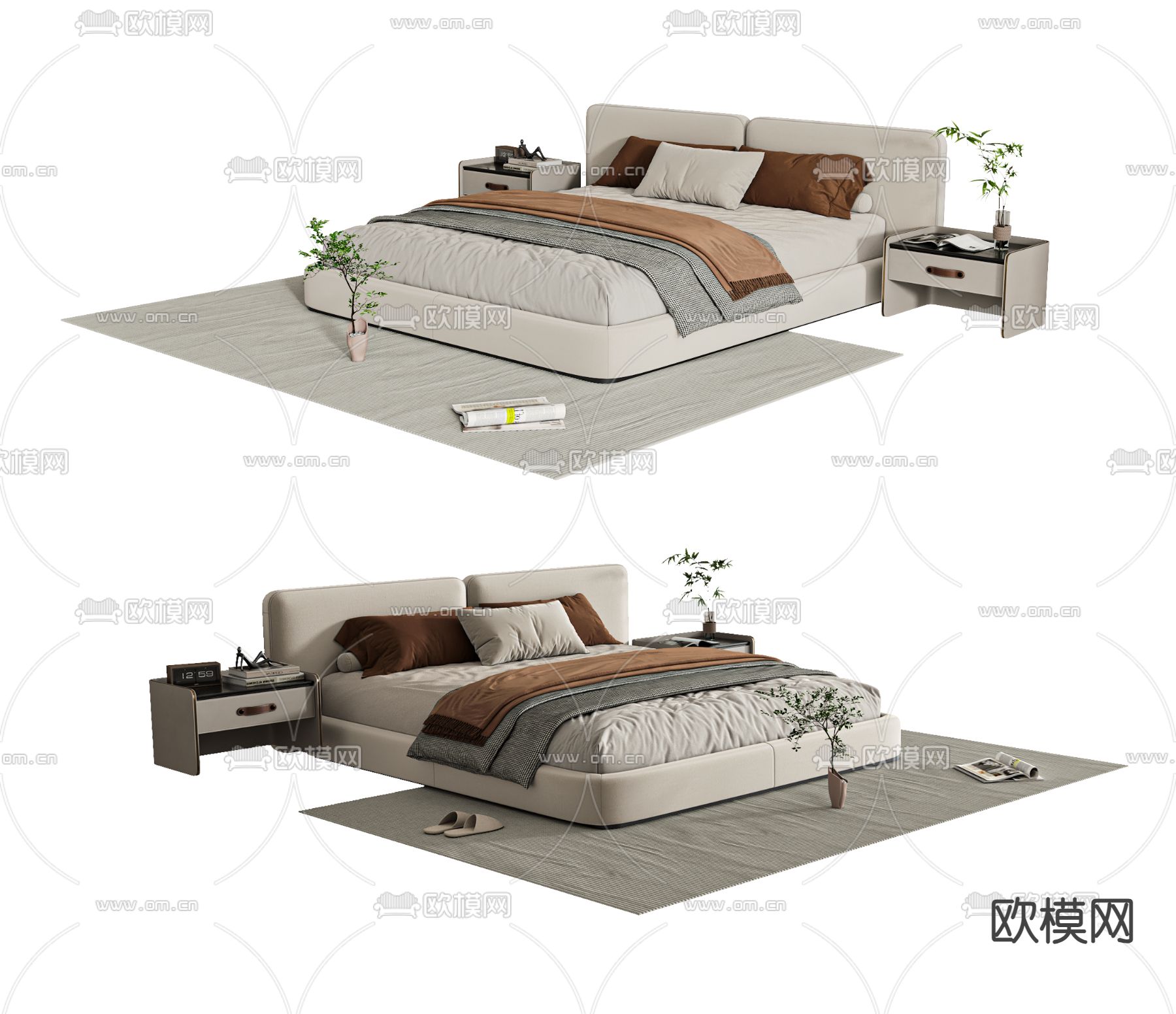 Minotti 双人床3d模型下载