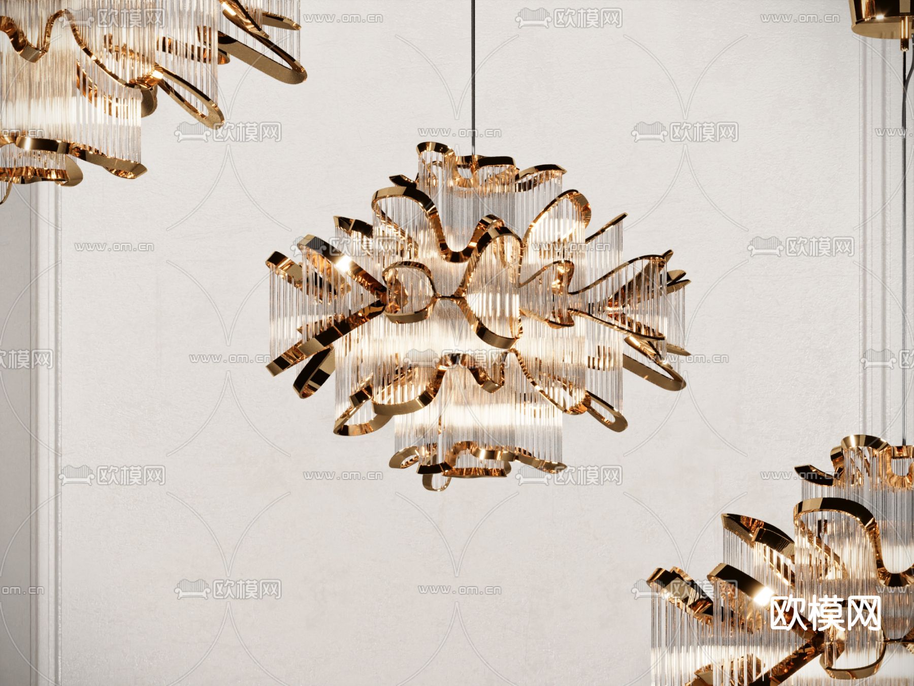 轻奢吊灯 花瓣装饰灯3d模型下载