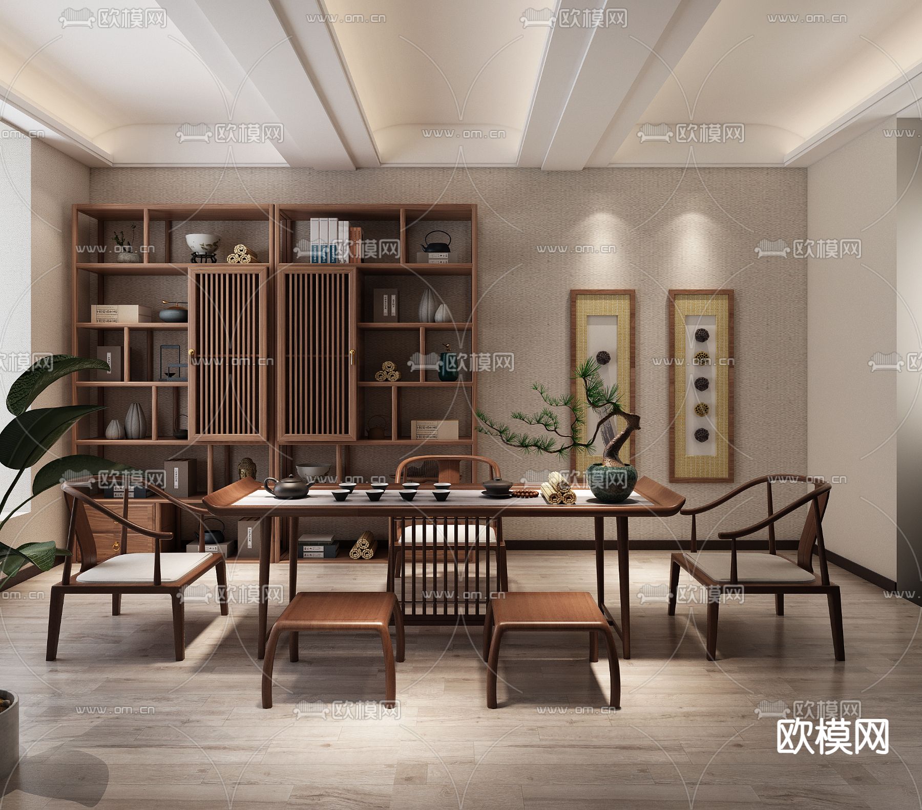 新中式茶室3d模型下载