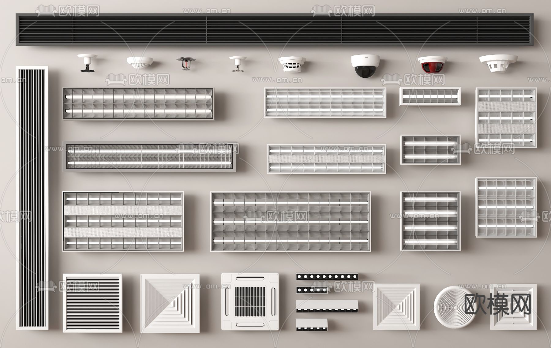 浴霸吊顶 格栅灯 排气口 出风口3d模型下载