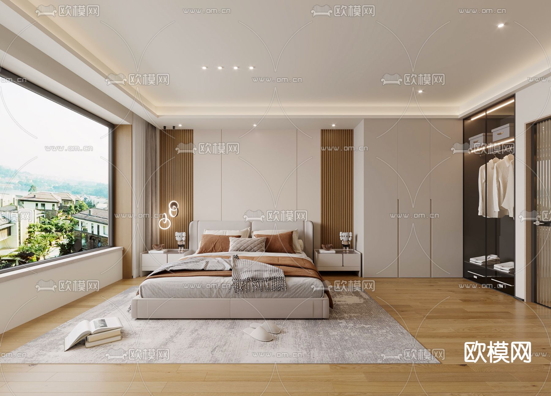 现代卧室 主人房3d模型下载
