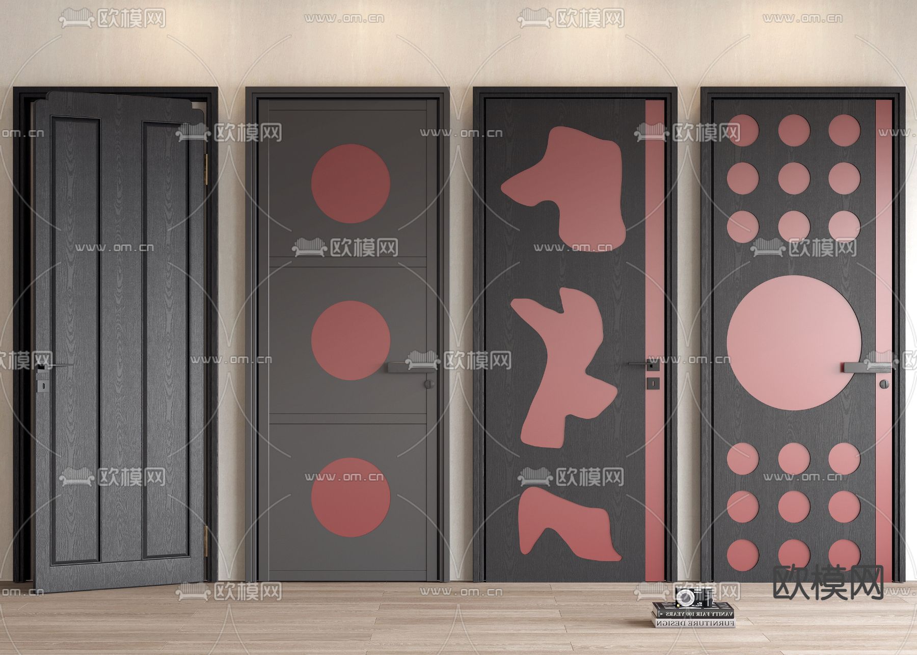 中古风单开门 平开门 卧室门3d模型下载