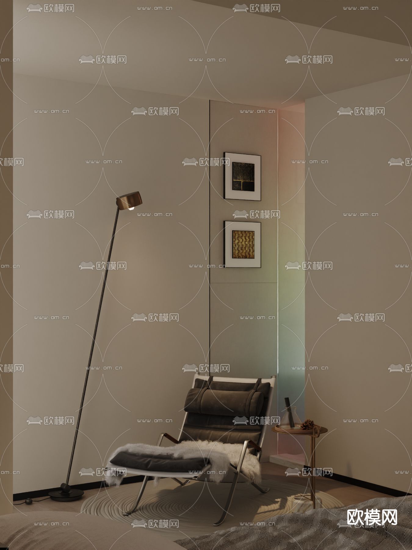 侘寂风卧室 主卧 主人房3d模型下载（渲染图3）