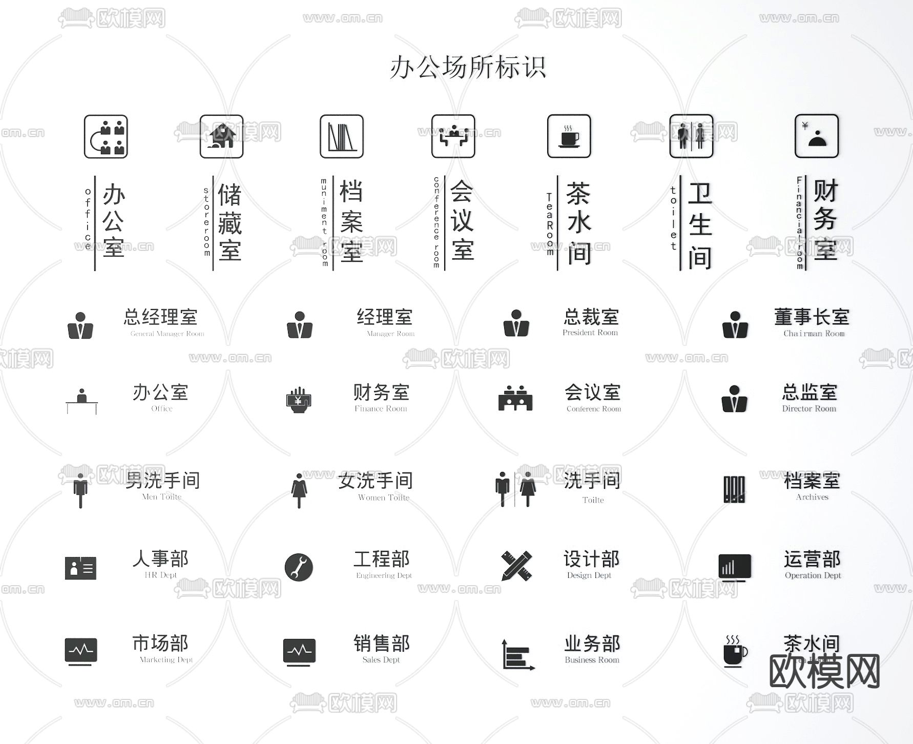 办公室门牌 导视牌 指示牌 指引牌 标识牌3d模型下载