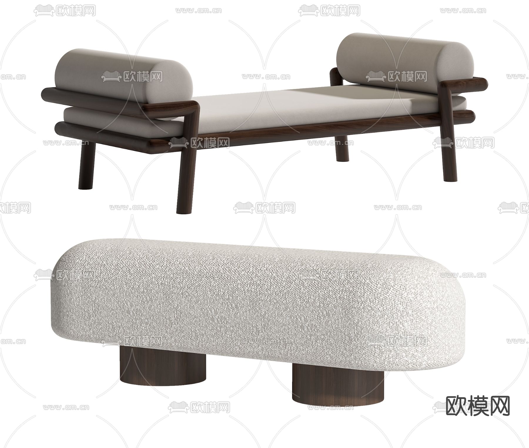 脚踏 换鞋凳 长凳 床尾凳3d模型下载