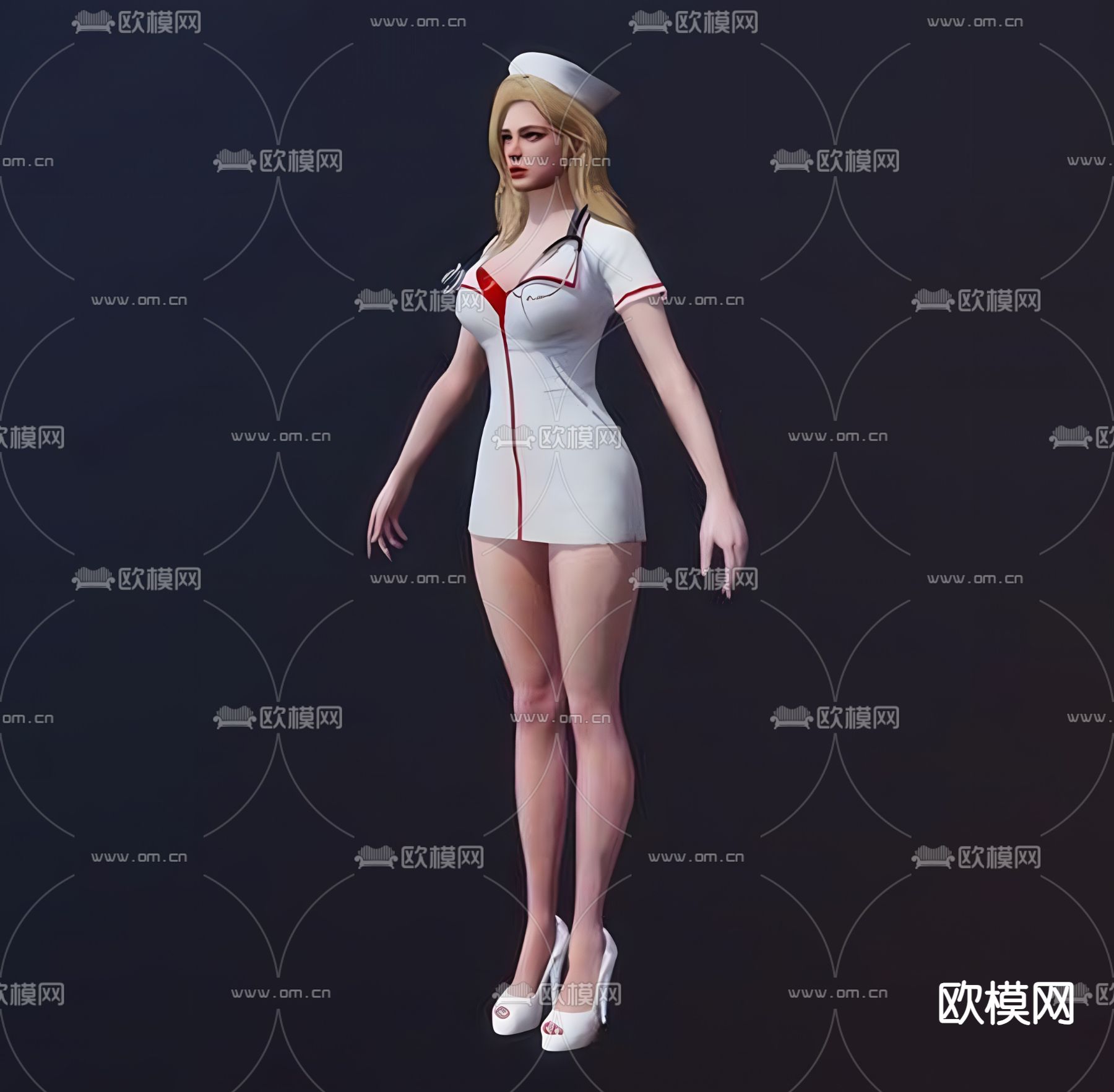 美女人物 护士3d模型下载（渲染图2）