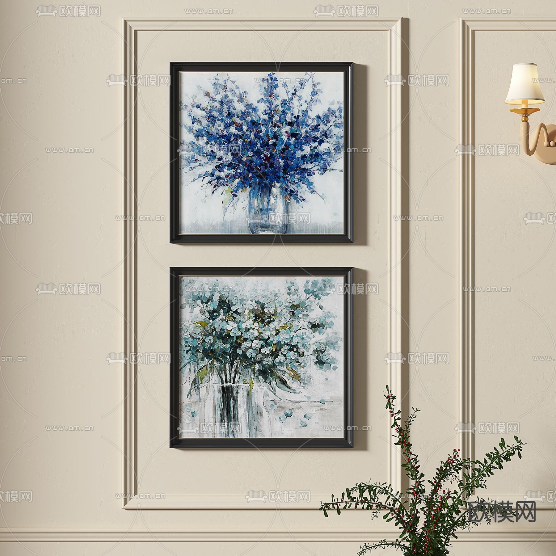 法式油画 花卉画 装饰画3d模型下载