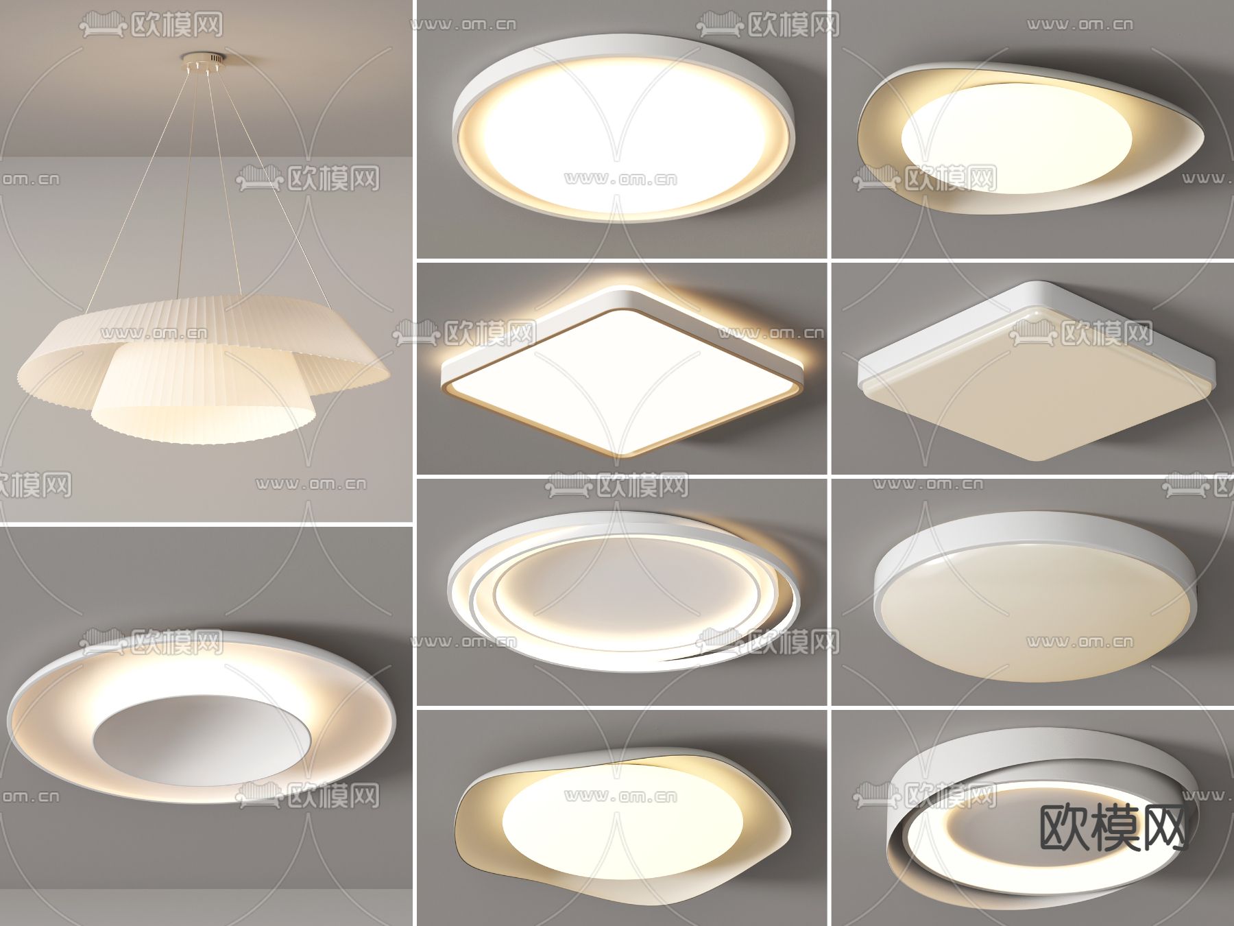 吸顶灯 主灯 圆形 灯具3d模型下载