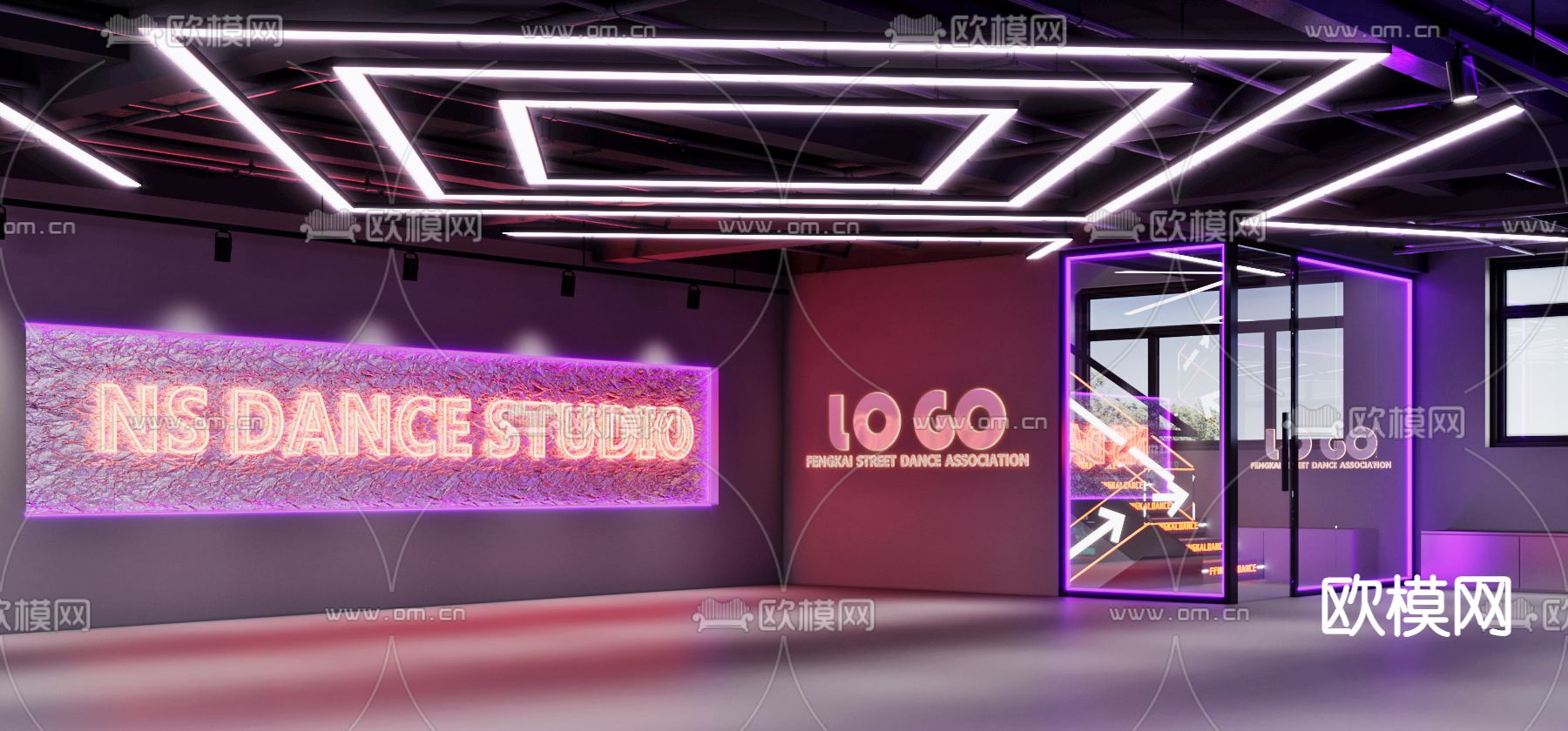 舞蹈教室 训练室3d模型下载（渲染图1）