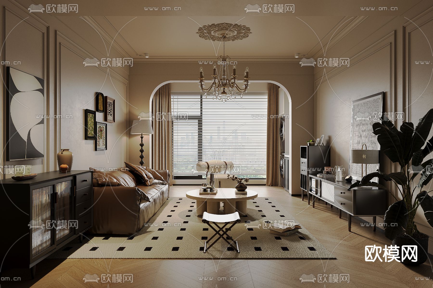 美式客厅3d模型