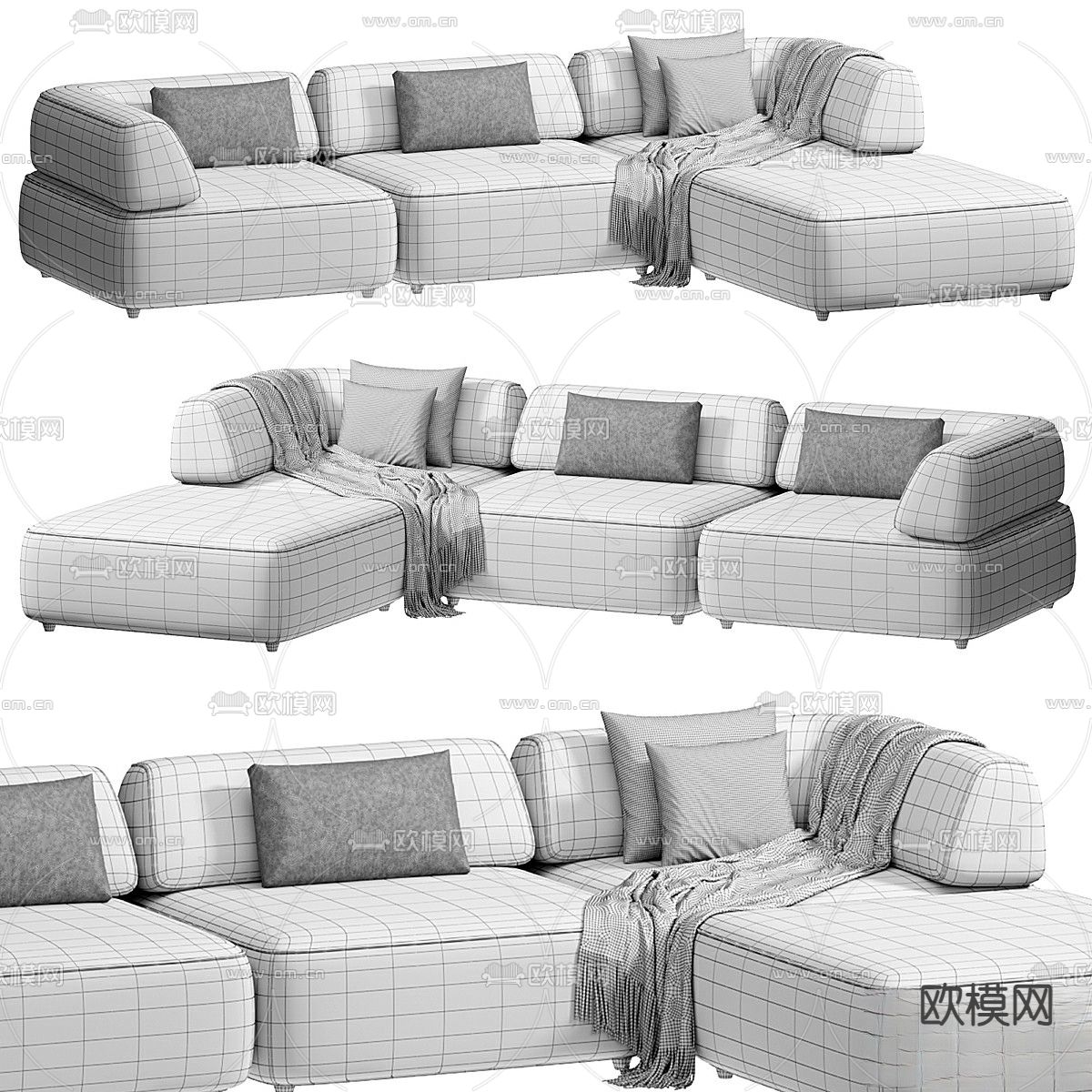 graftlab 转角沙发 多人沙发3d模型下载（渲染图5）