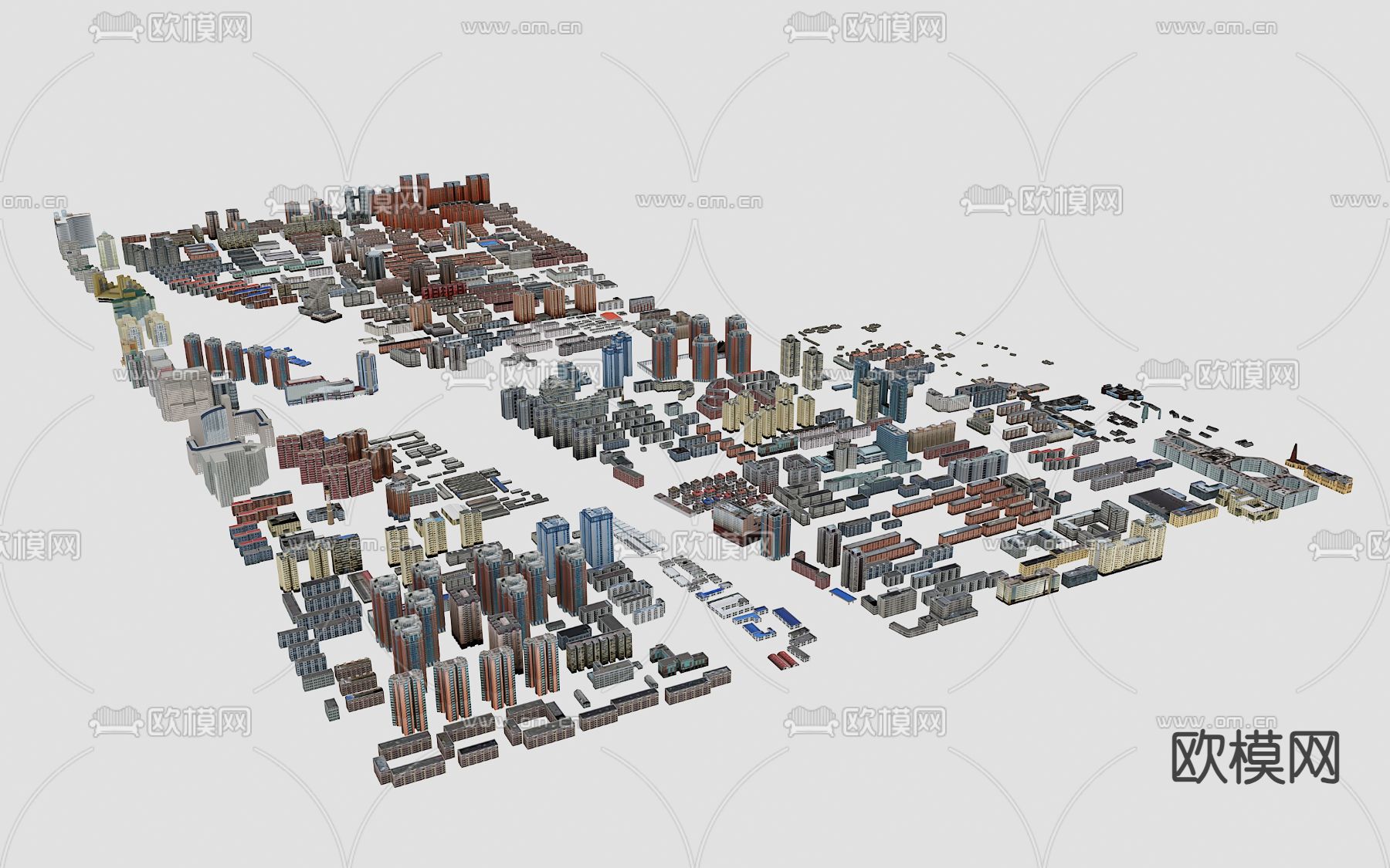 鸟瞰规划配楼 城市配景3d模型下载
