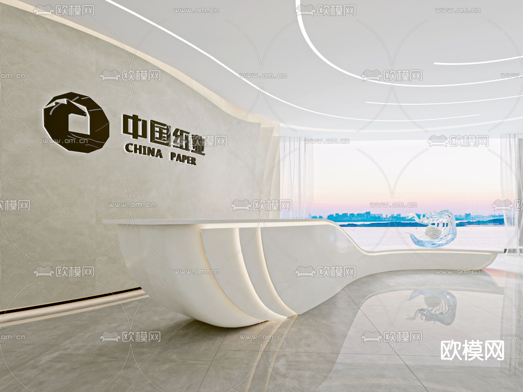 异型前台 大厅前台 接待台3d模型下载