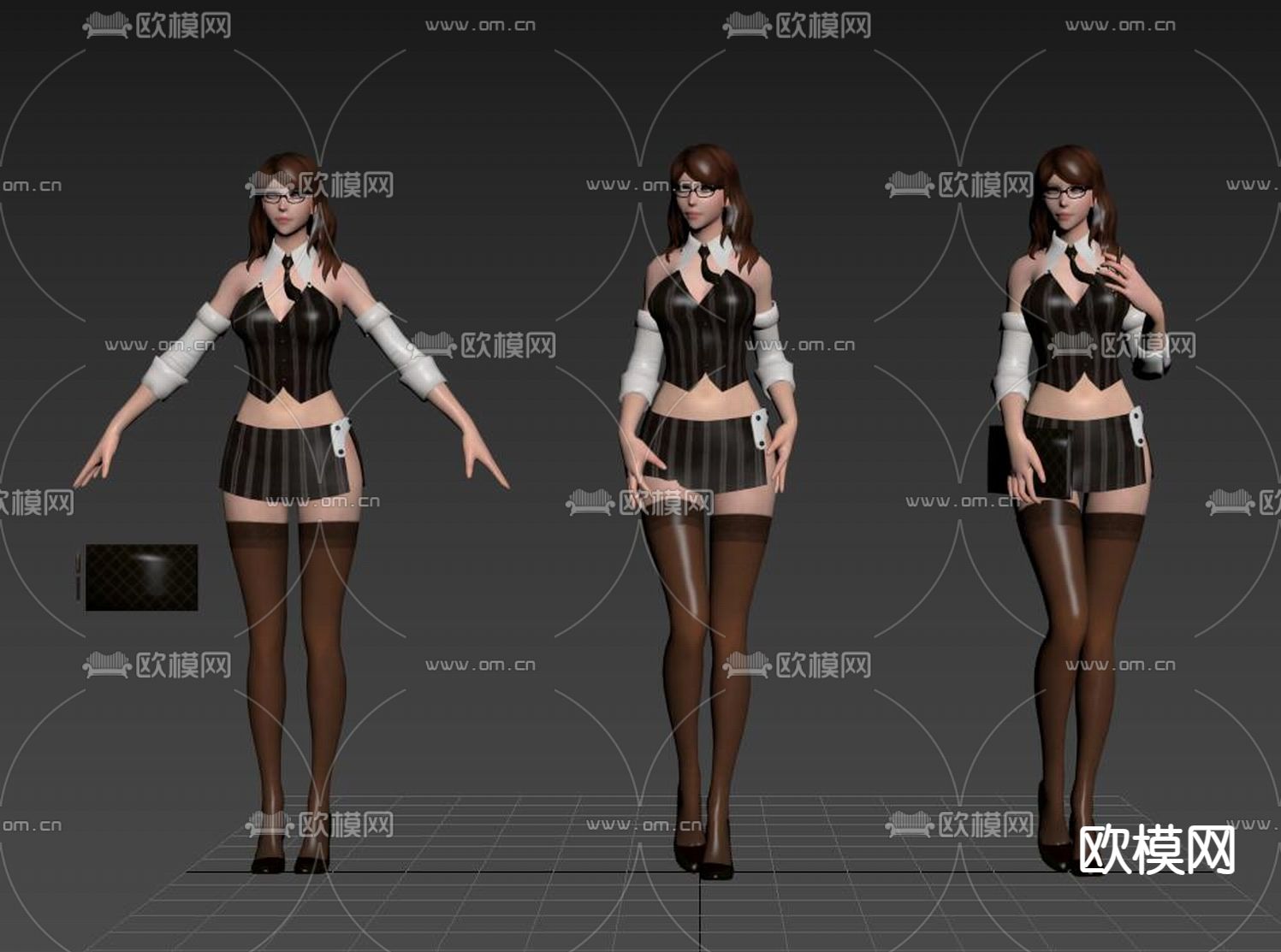 气质人物 性感美女3d模型下载（渲染图1）