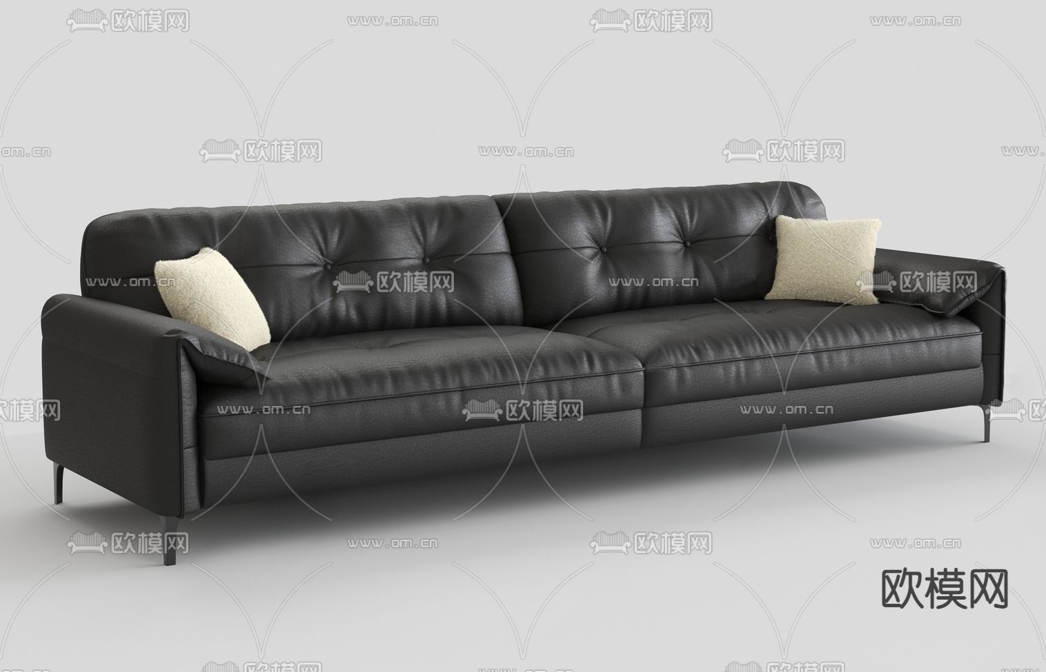 黑色沙发 多人沙发3d模型下载