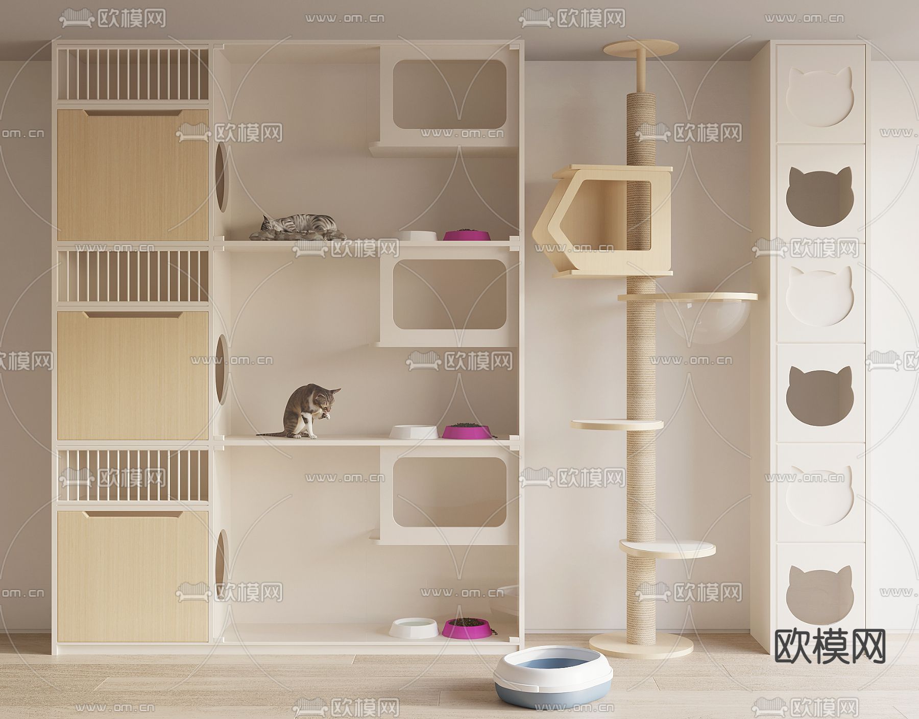 宠物用品 猫爬架 猫爬柜 猫窝3d模型下载