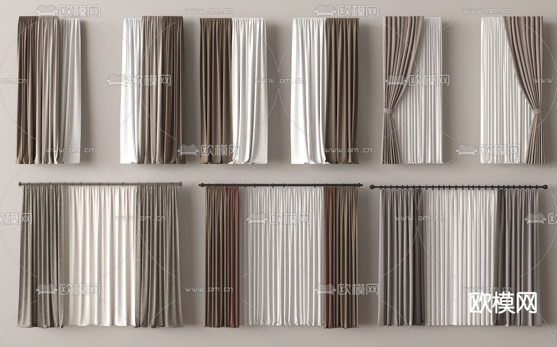 窗帘 布帘 纱帘3d模型下载