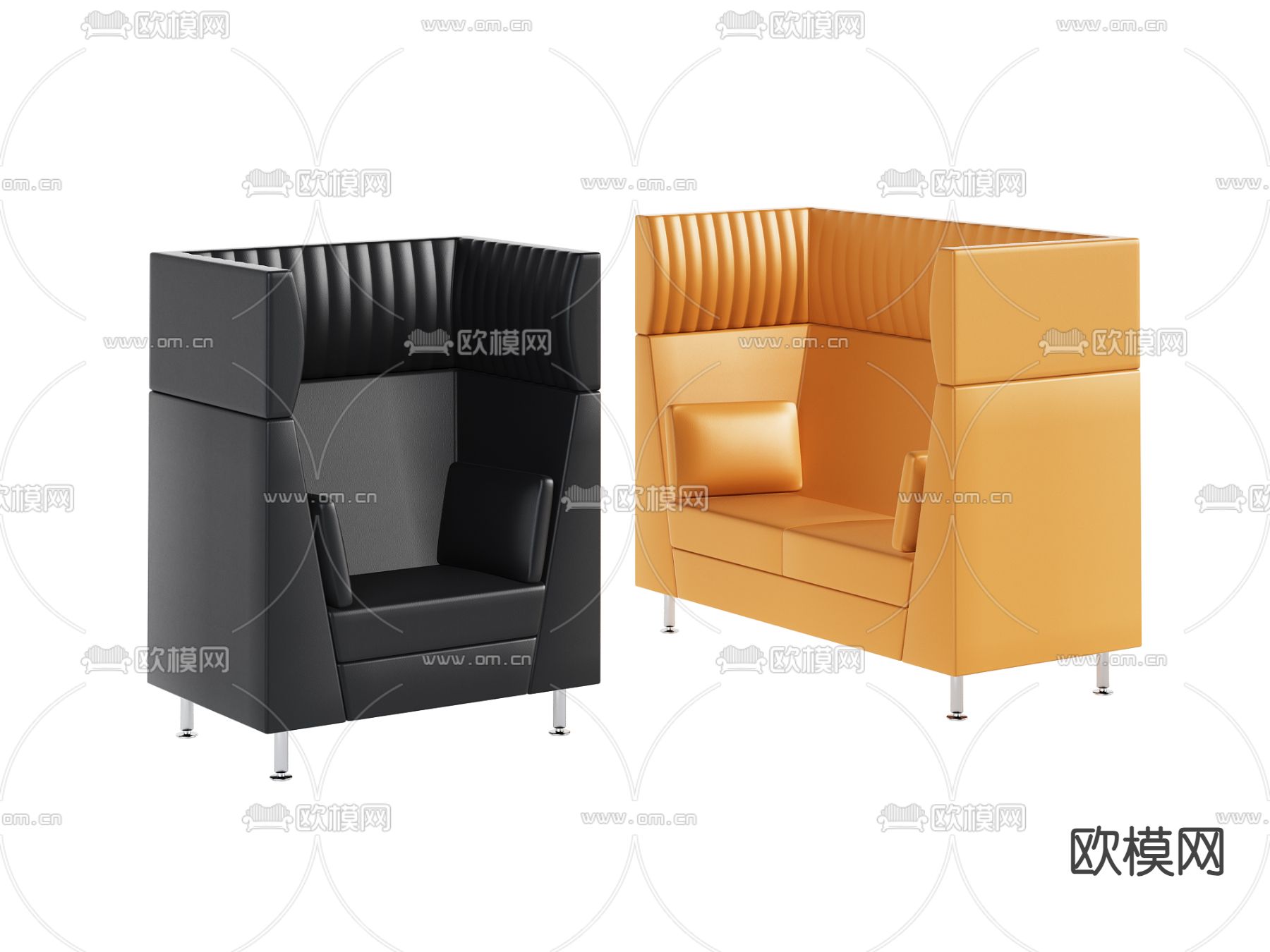 皮革沙发 卡座沙发3d模型下载