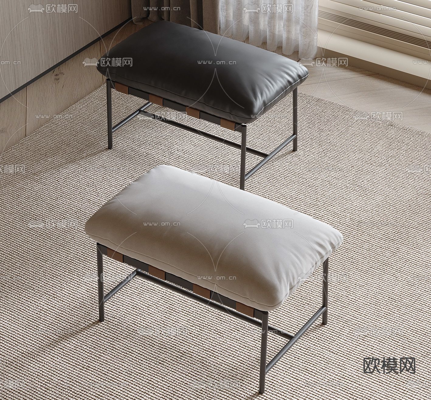 现代凳子 换鞋凳3d模型下载