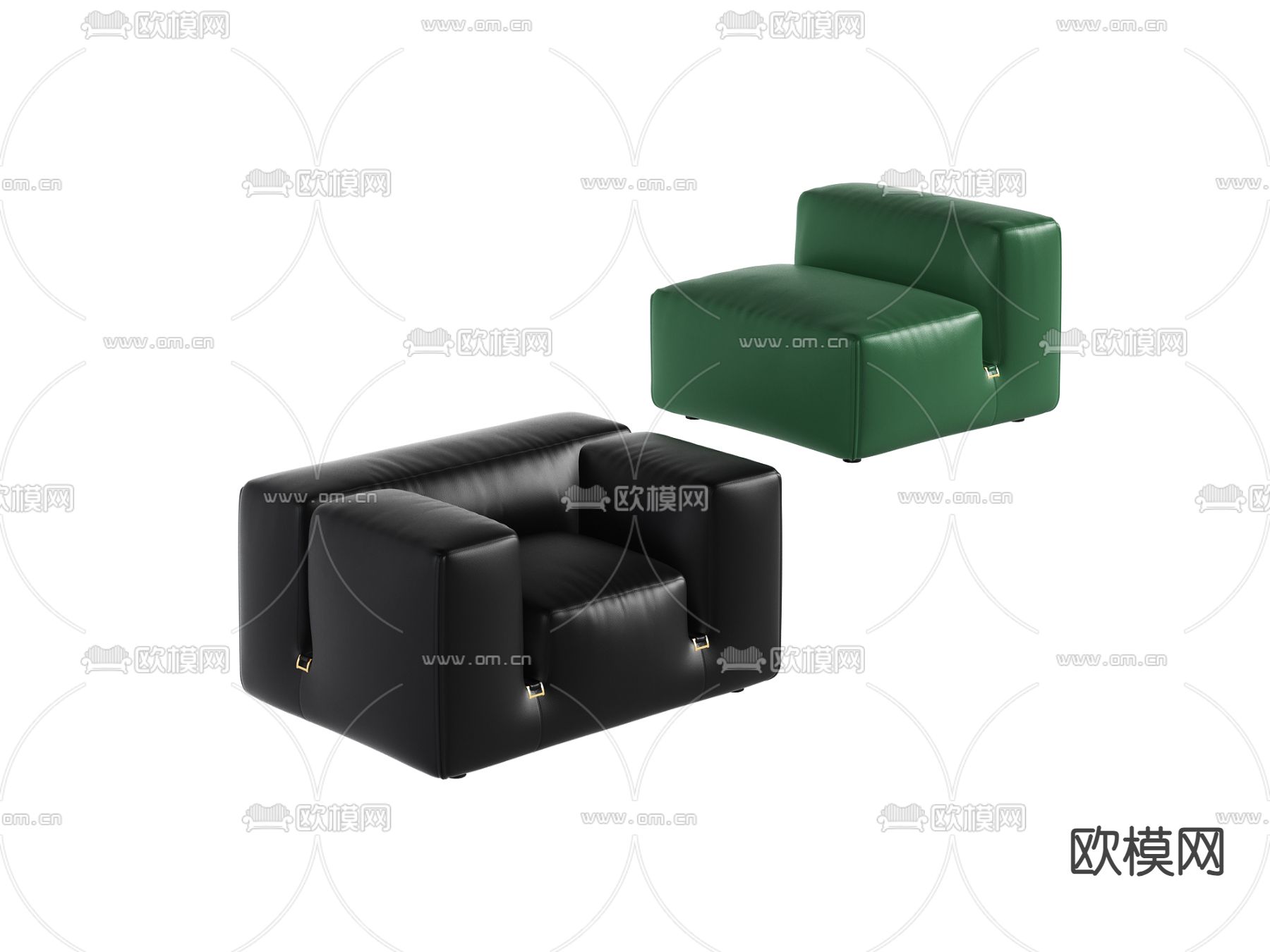 皮革沙发 单人沙发3d模型下载