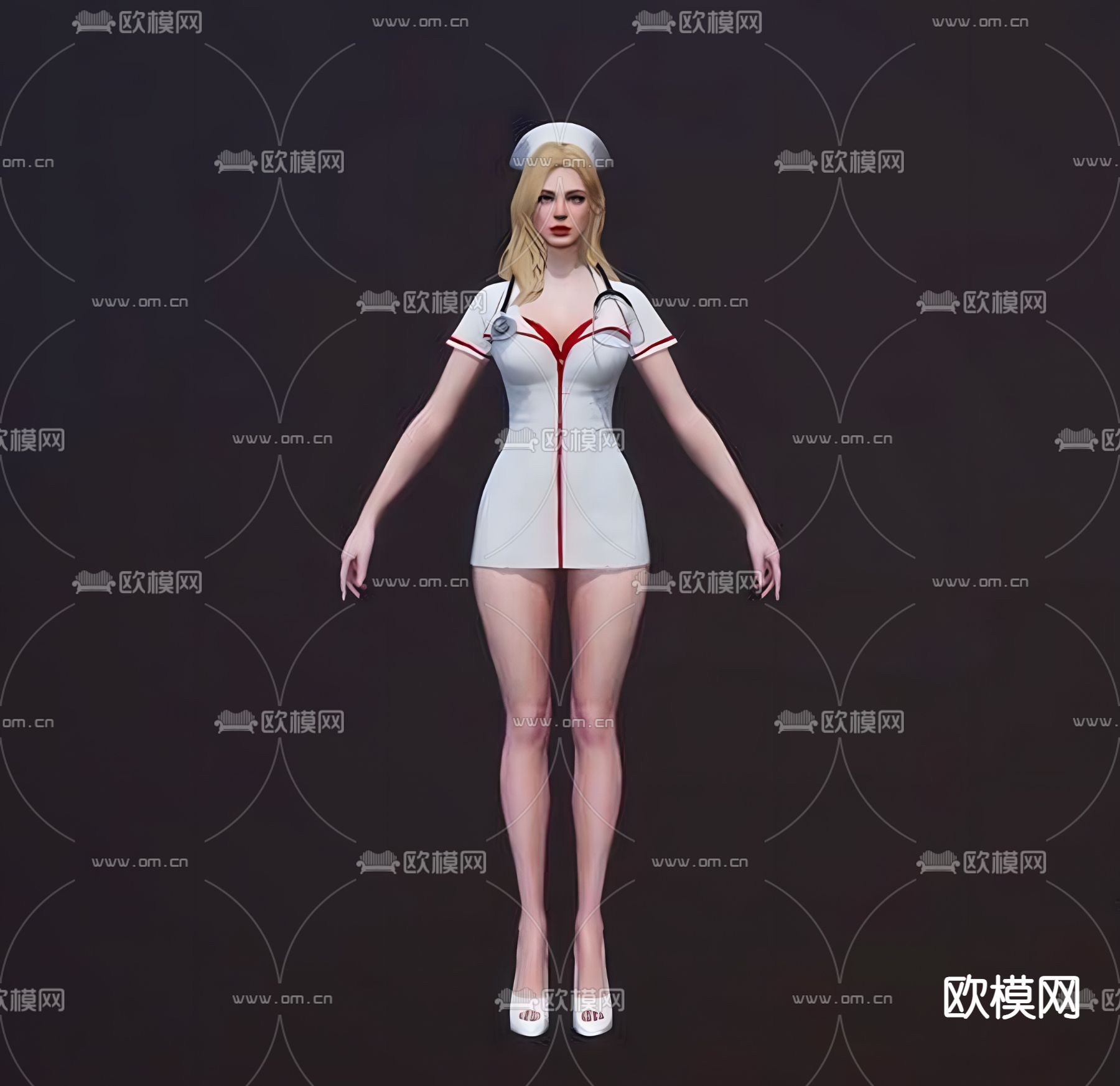 美女人物 护士3d模型下载（渲染图1）