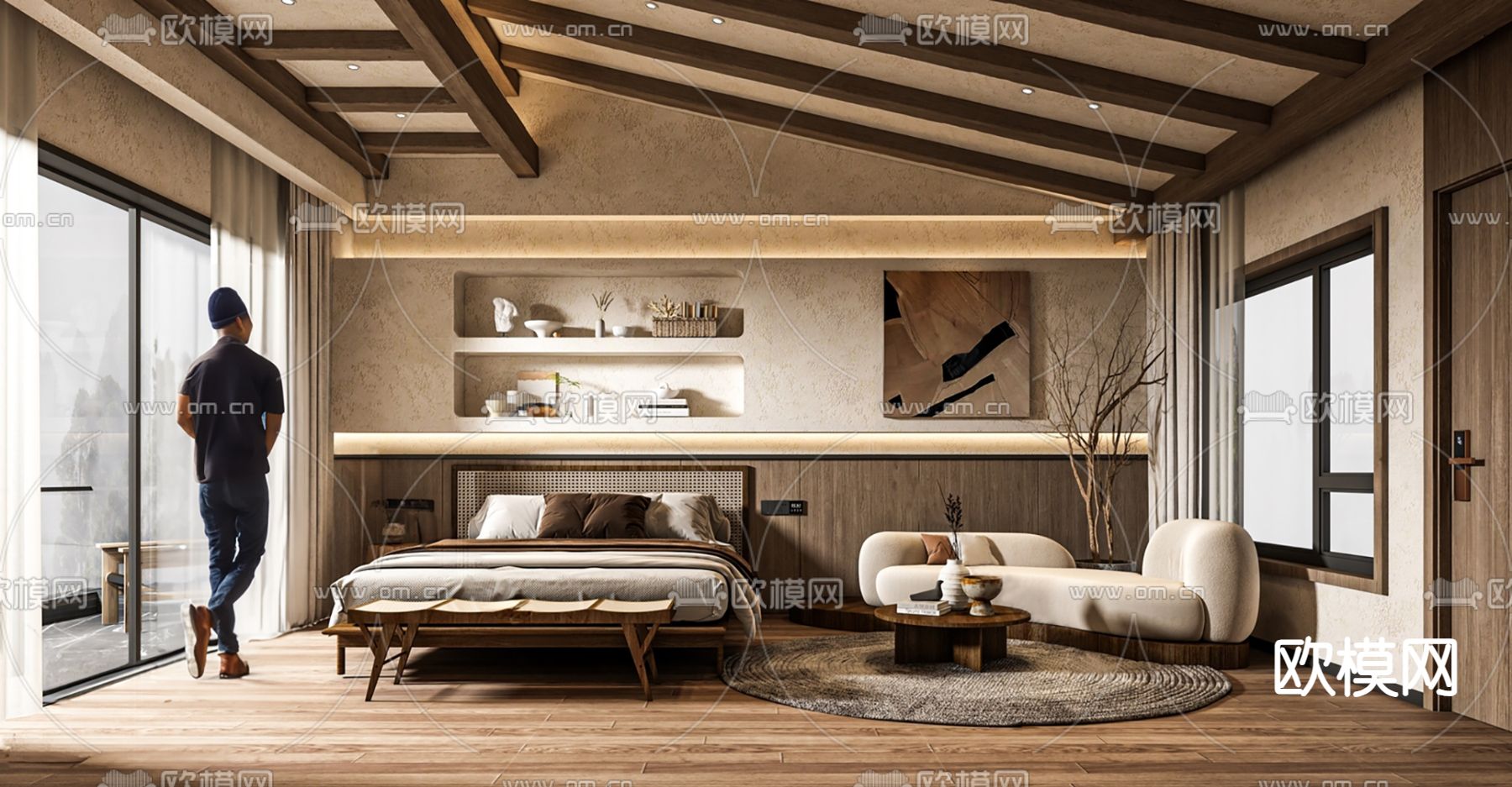 侘寂民宿 客房su模型下载（渲染图2）