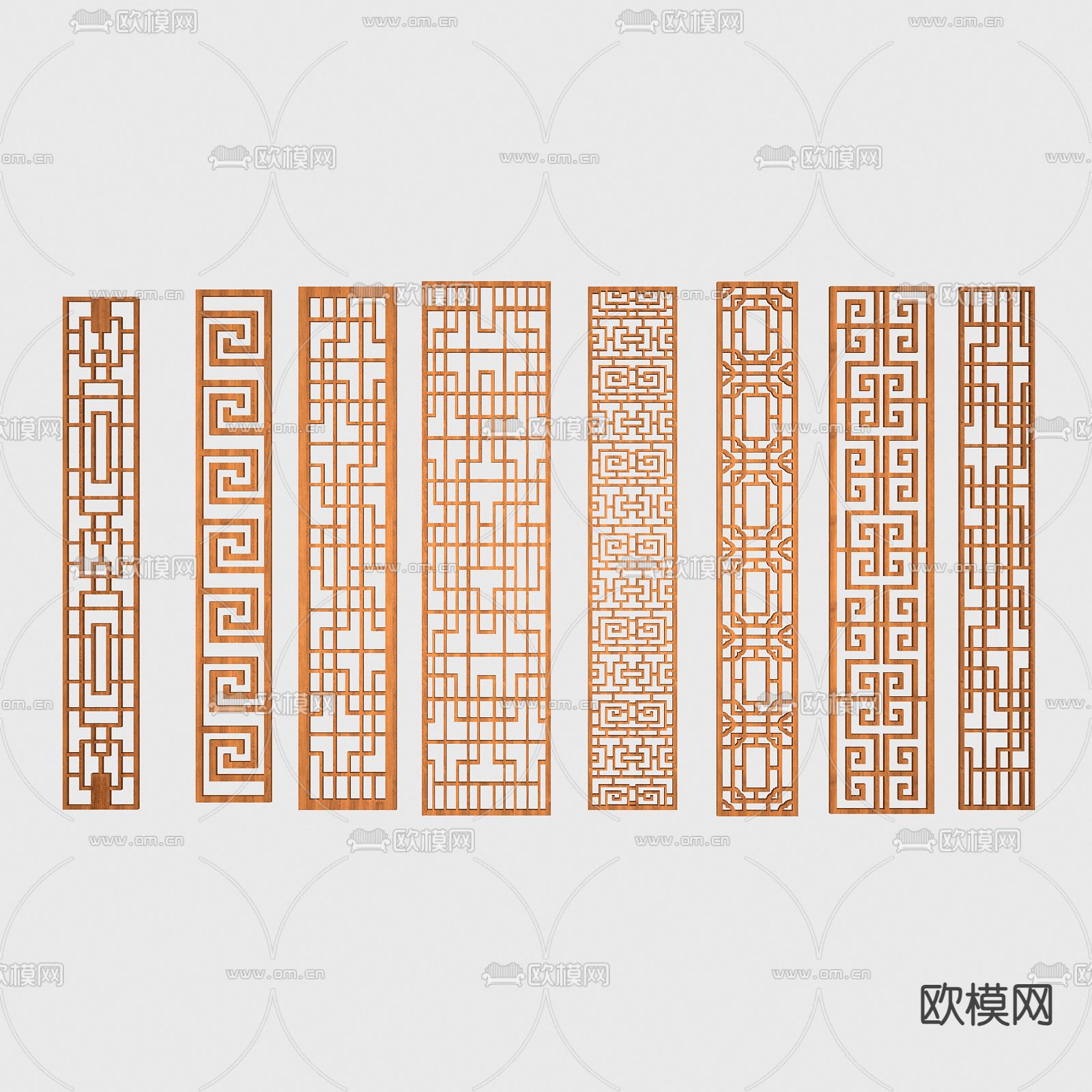 中式花格 花窗 隔断3d模型下载