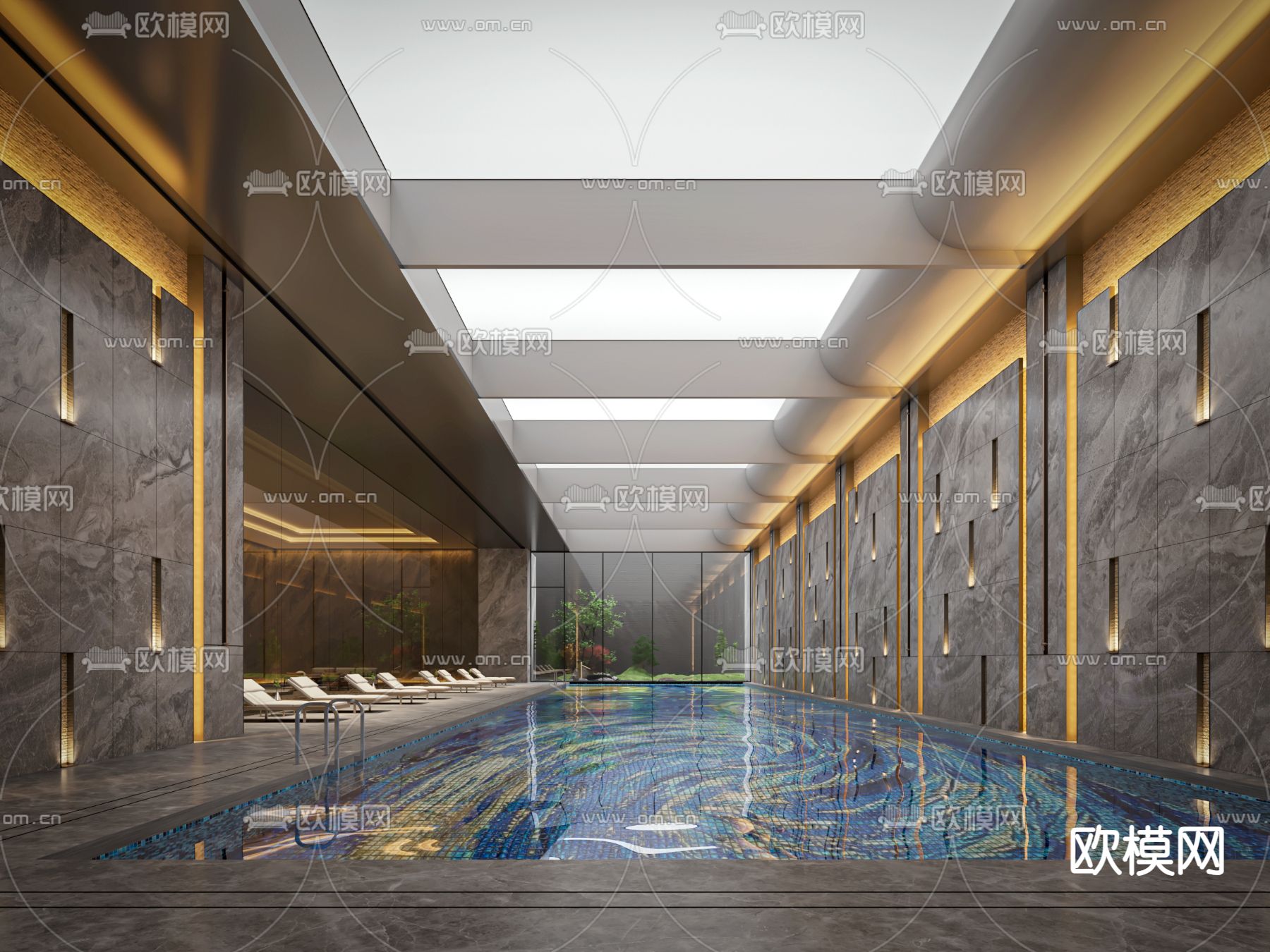 现代游泳池3d模型