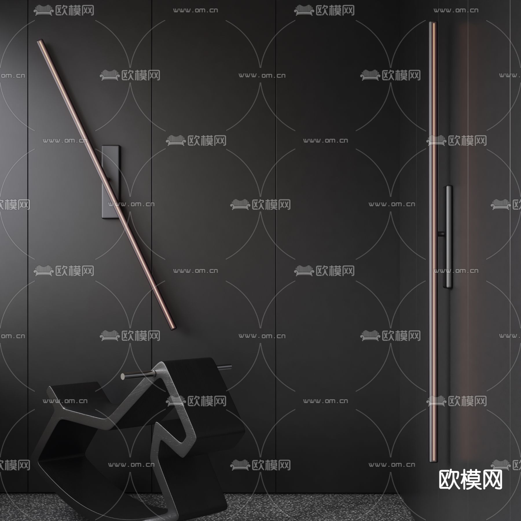 Akari 极简壁灯3d模型下载