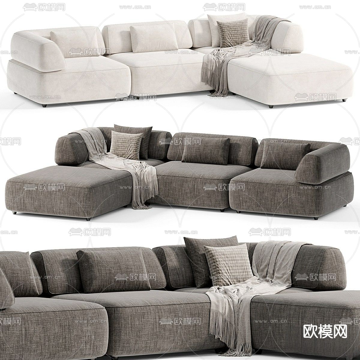 graftlab 转角沙发 多人沙发3d模型下载（渲染图4）