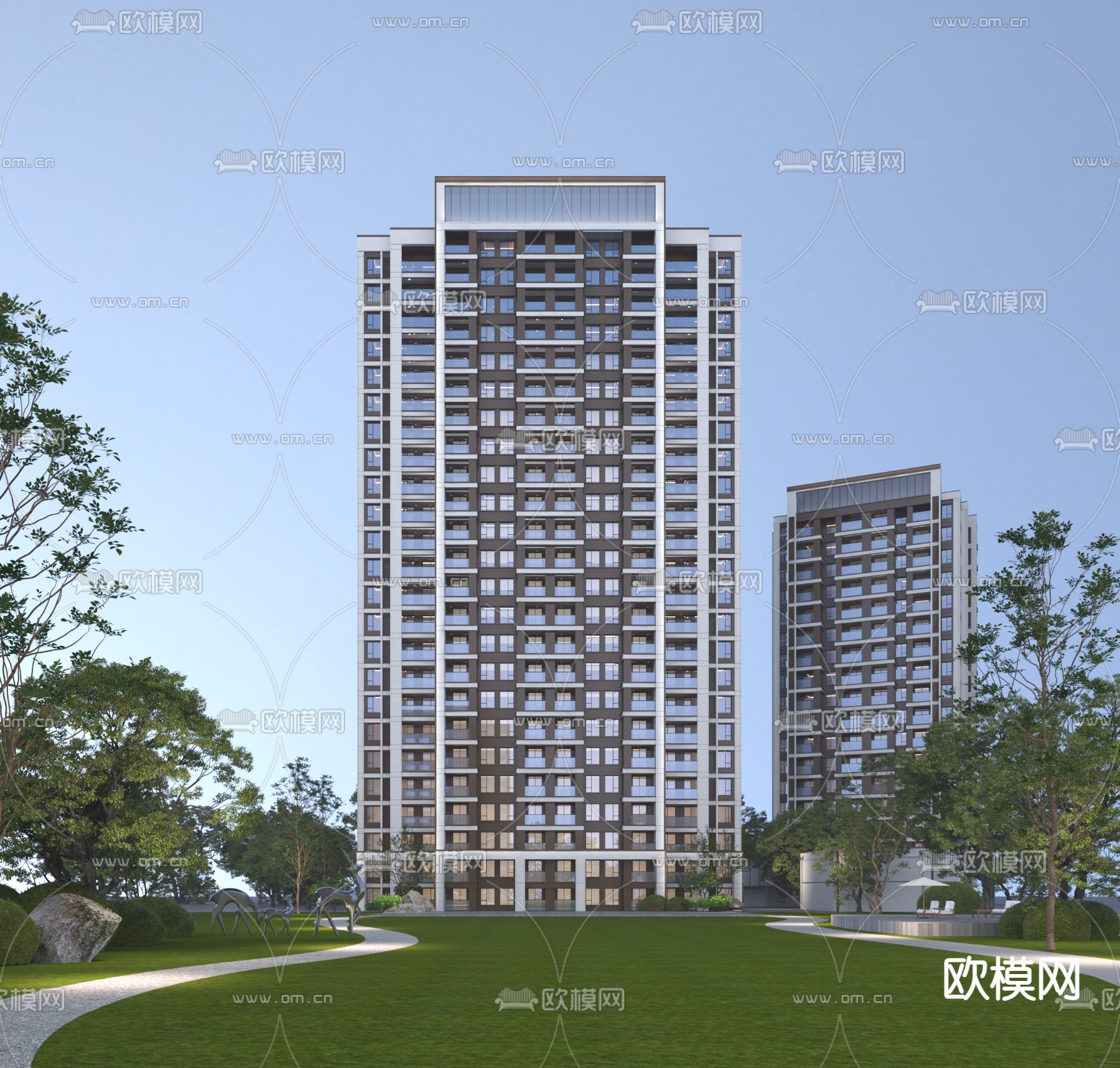 高层住宅外观3d模型下载