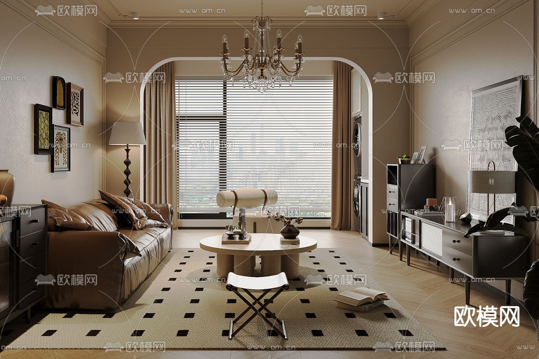 美式客厅3d模型