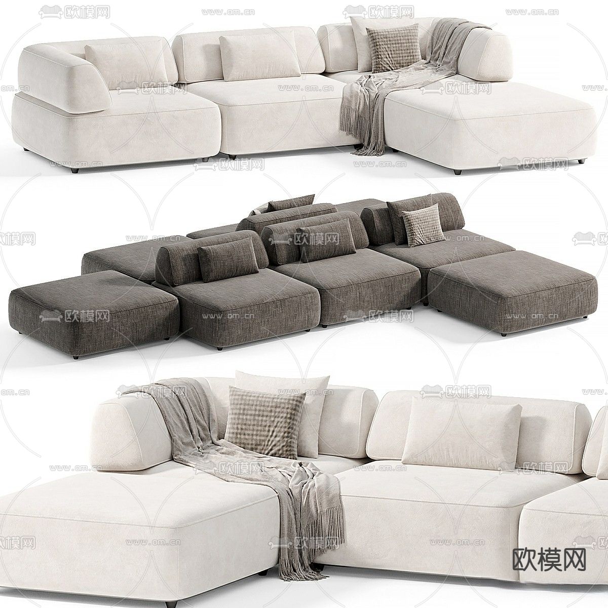 graftlab 转角沙发 多人沙发3d模型下载（渲染图2）