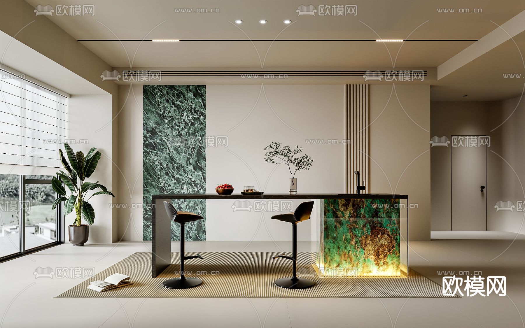 现代餐厅3d模型下载